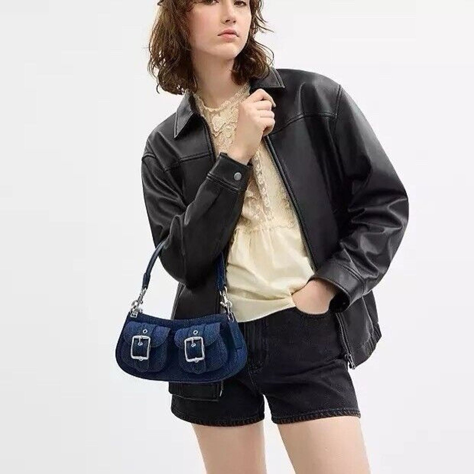 Coach NWT Coach Ashton Bag In Signature Denim CAK44 Silver/Indigo Size ONE SIZE - 8 Thumbnail