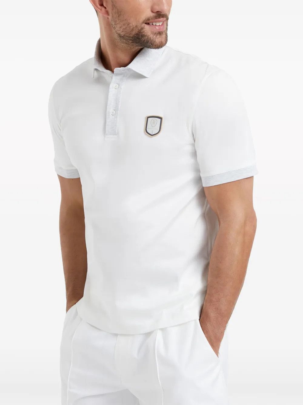 Brunello Cucinelli o1la1rc1a0325 Polo T-Shirt in White Size US XL / EU 56 / 4 - 2 Thumbnail