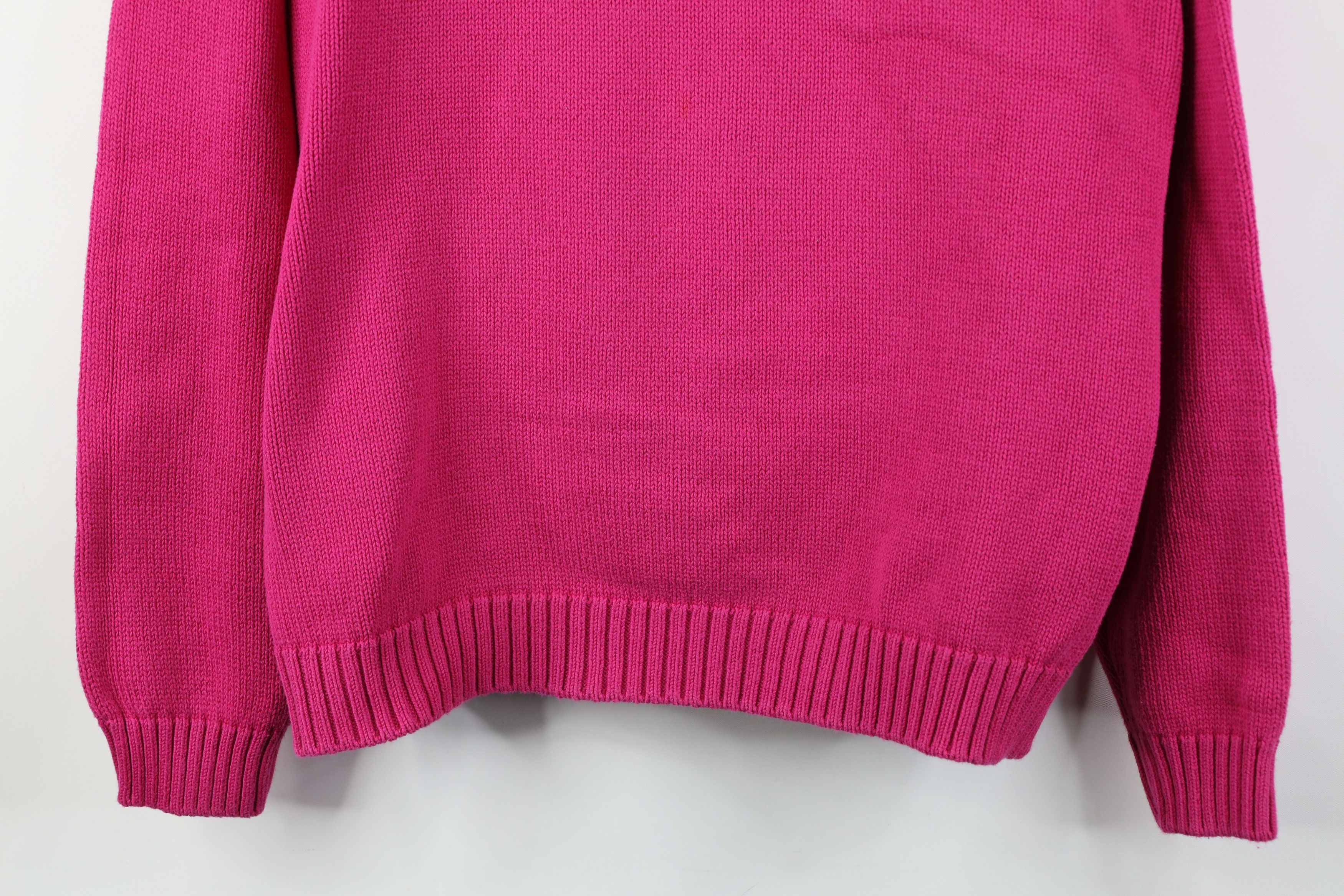 Vintage 90s Lands End Cotton Ribbed Knit Sweater Pink USA
