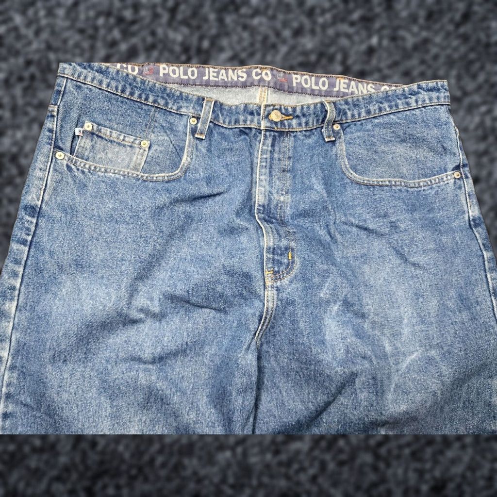 Polo Ralph Lauren VINTAGE Polo Ralph Lauren Mens Jeans 44x29 Denim Distressed Slim Fit Cotton 1990s USA Size US XXL / EU 58 / 5 - 1 Thumbnail
