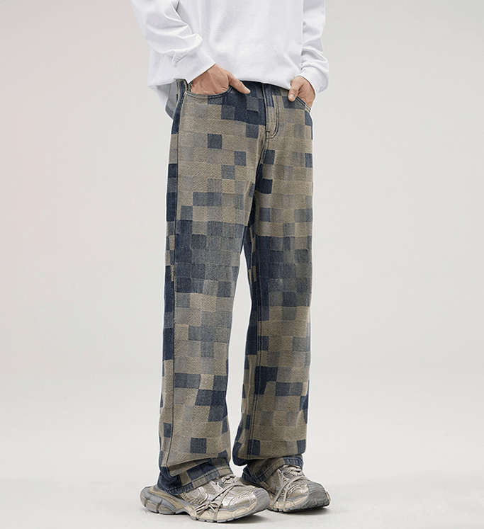 Japanese Brand × Jean American baggy mosaic men's straight loose versatile jeans Size US 32 / EU 48 - 6 Thumbnail