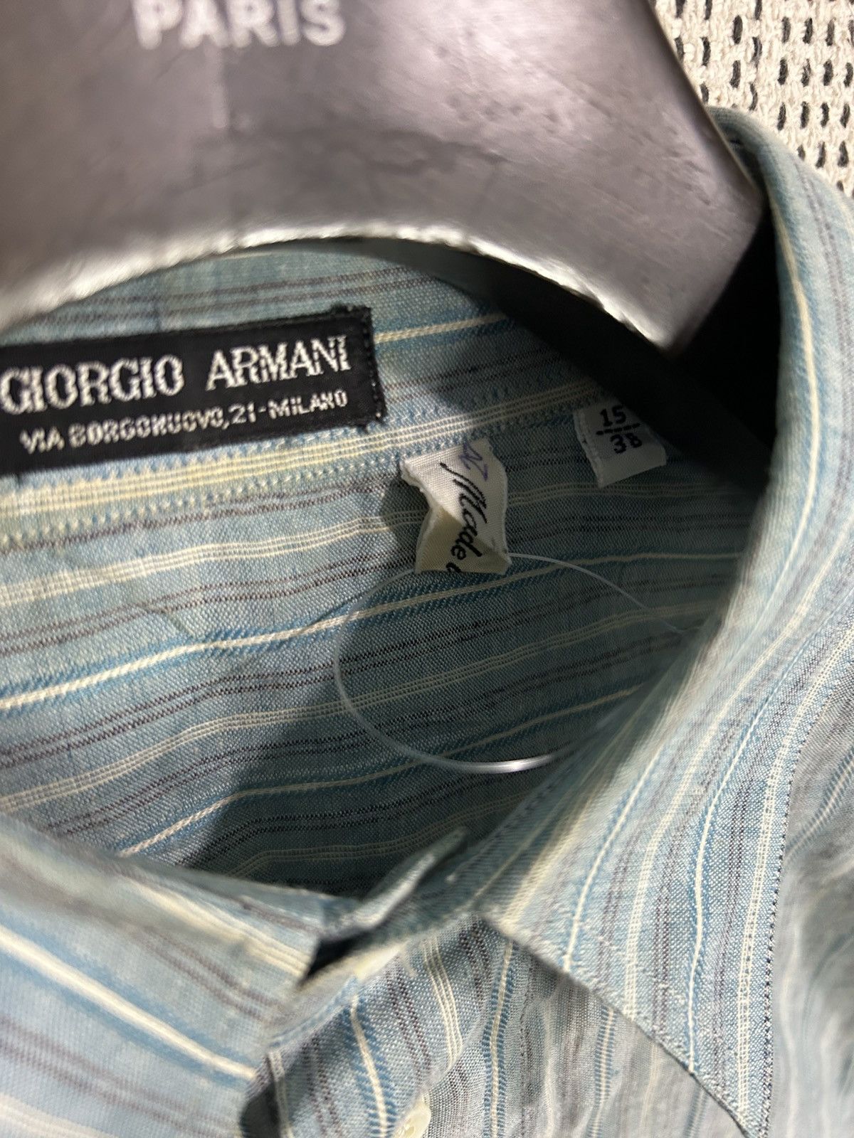 Giorgio Armani Vintage 80s giorgio armani black label shirt striped linen Size US XL / EU 56 / 4 - 6 Thumbnail