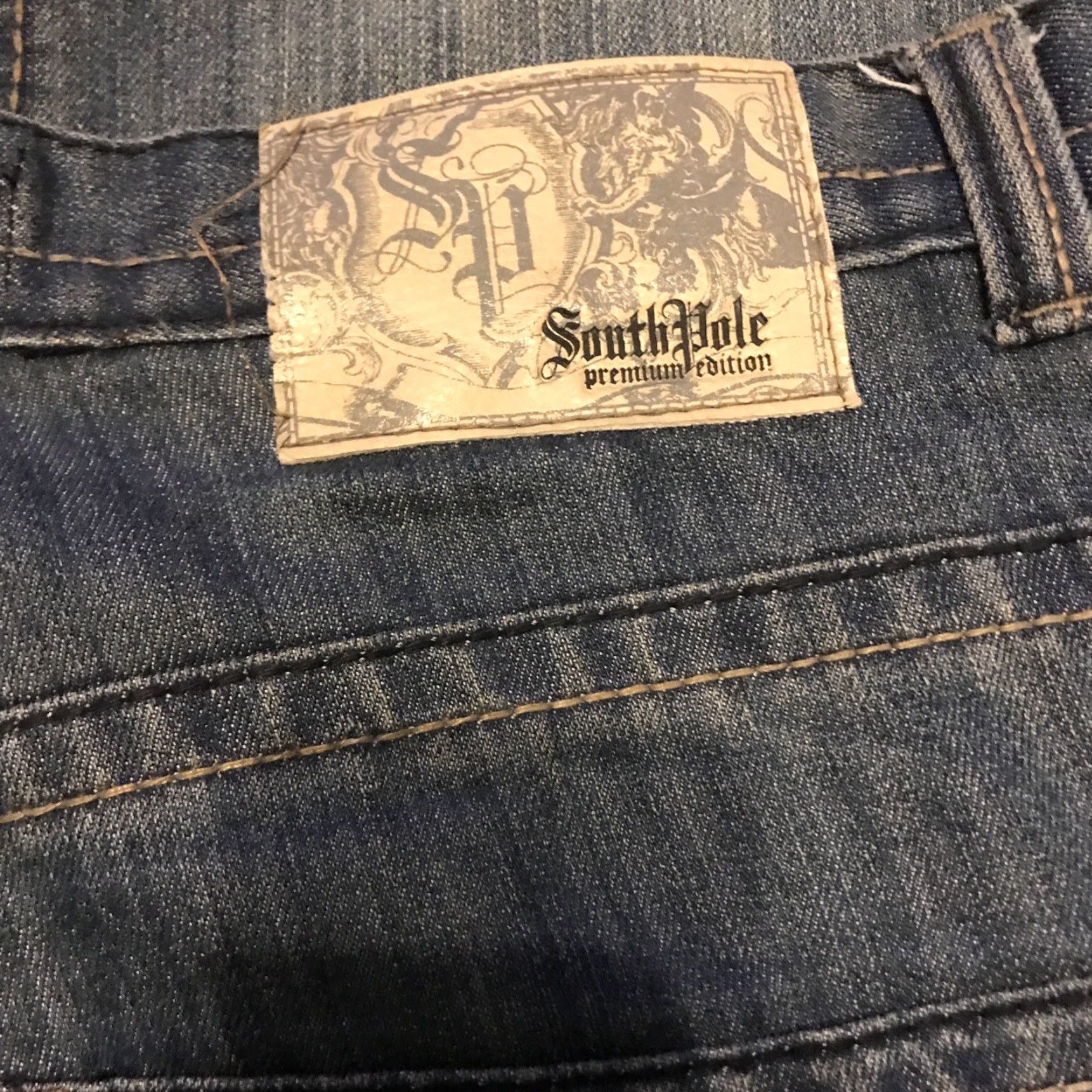 Southpole VINTAGE South Pole Premium Jeans Mens 38 Jeans Regular 30 In Blue Denim 90s Grunge Hip Hop Pockets Missing Button - Southpole Premium Size US 38 / EU 54 - 8 Thumbnail