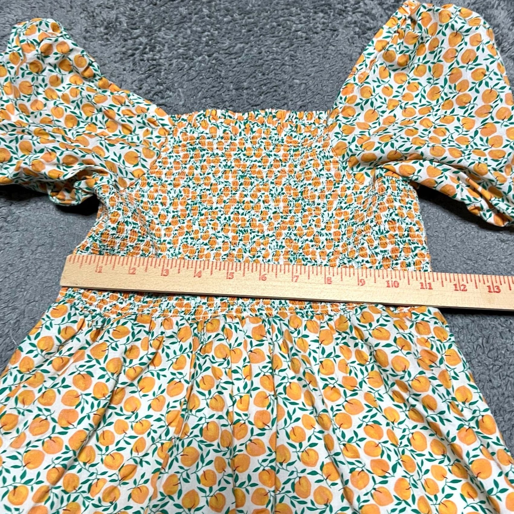 J.Crew J.Crew Dress Womens XS Peach Orange Smocked Midi Puff Sleeve Prairie Orange Peach XS Womens Dress Size XS / US 0-2 / IT 36-38 - 4 Thumbnail