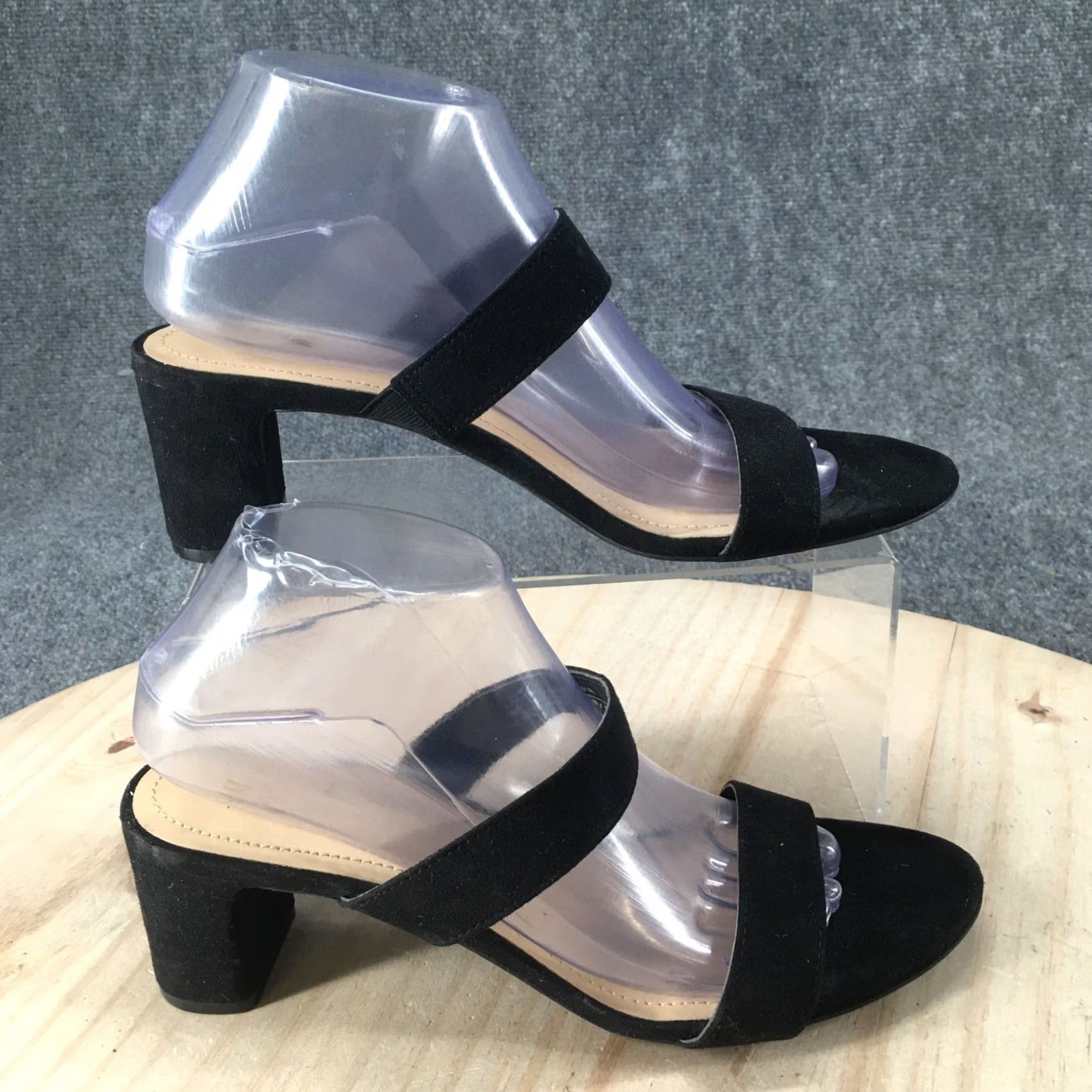 H&M H&M Sandals Womens 9.5 Casual Slip On Two Strap Heels Slide Black Faux Suede Platform Block Heel Mens Womens Girls Boys? Size US 10 / IT 40 - 2 Thumbnail