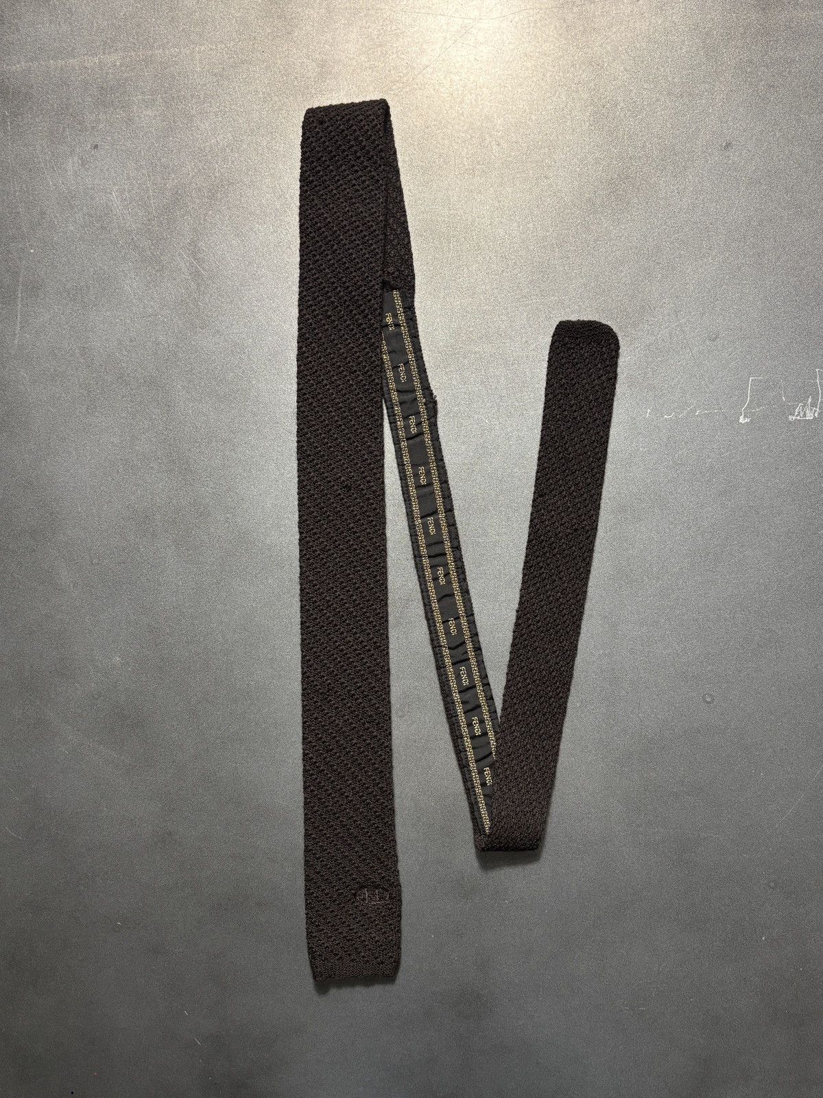 Fendi Vintage Fendi Tie Knit Wool Straight Bar Necktie Flat Top Size ONE SIZE - 15 Thumbnail