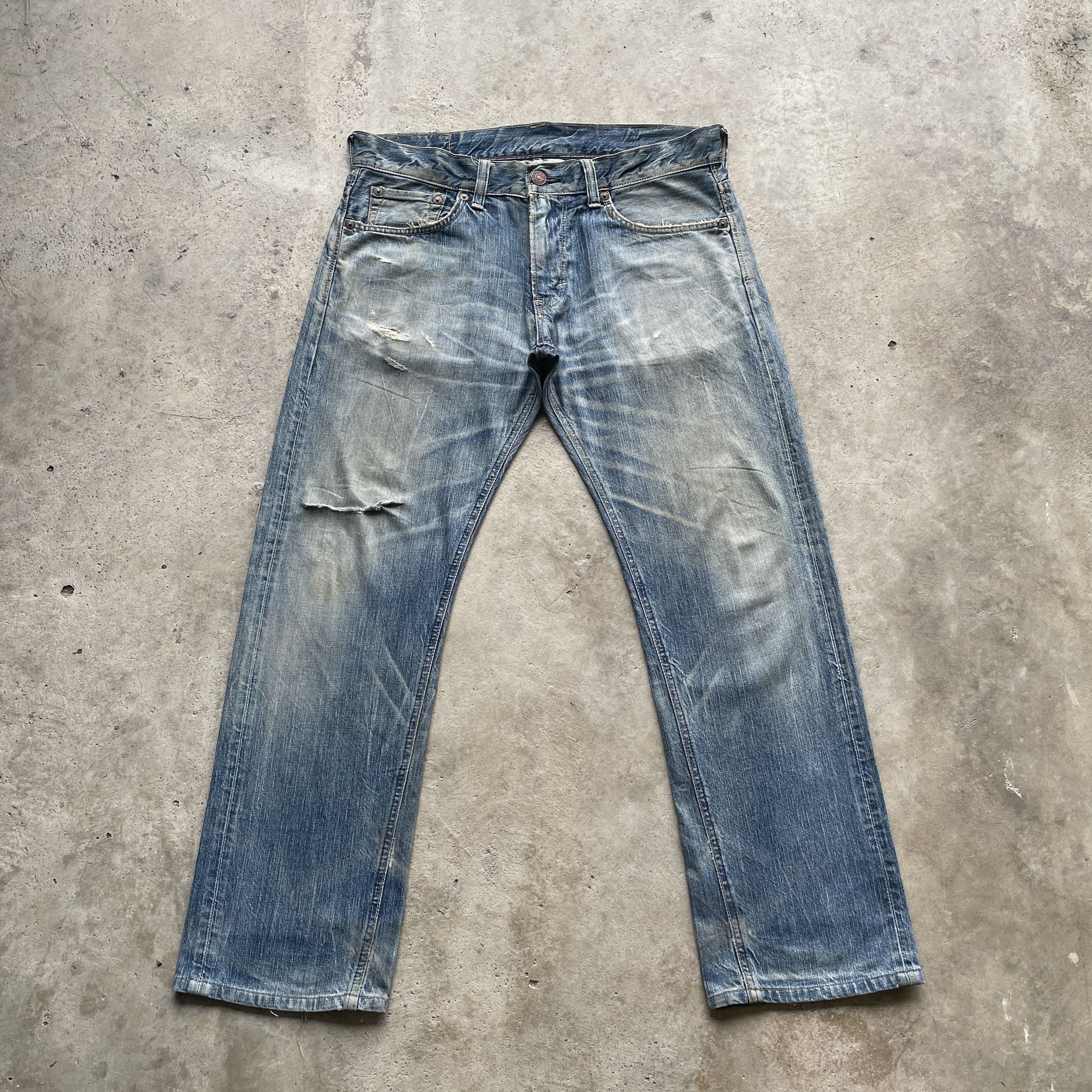 Edwin VINTAGE EDWIN DISTRESSED BAGGY JEANS FADED DENIM PANTS W37 Size US 37 - 3 Thumbnail