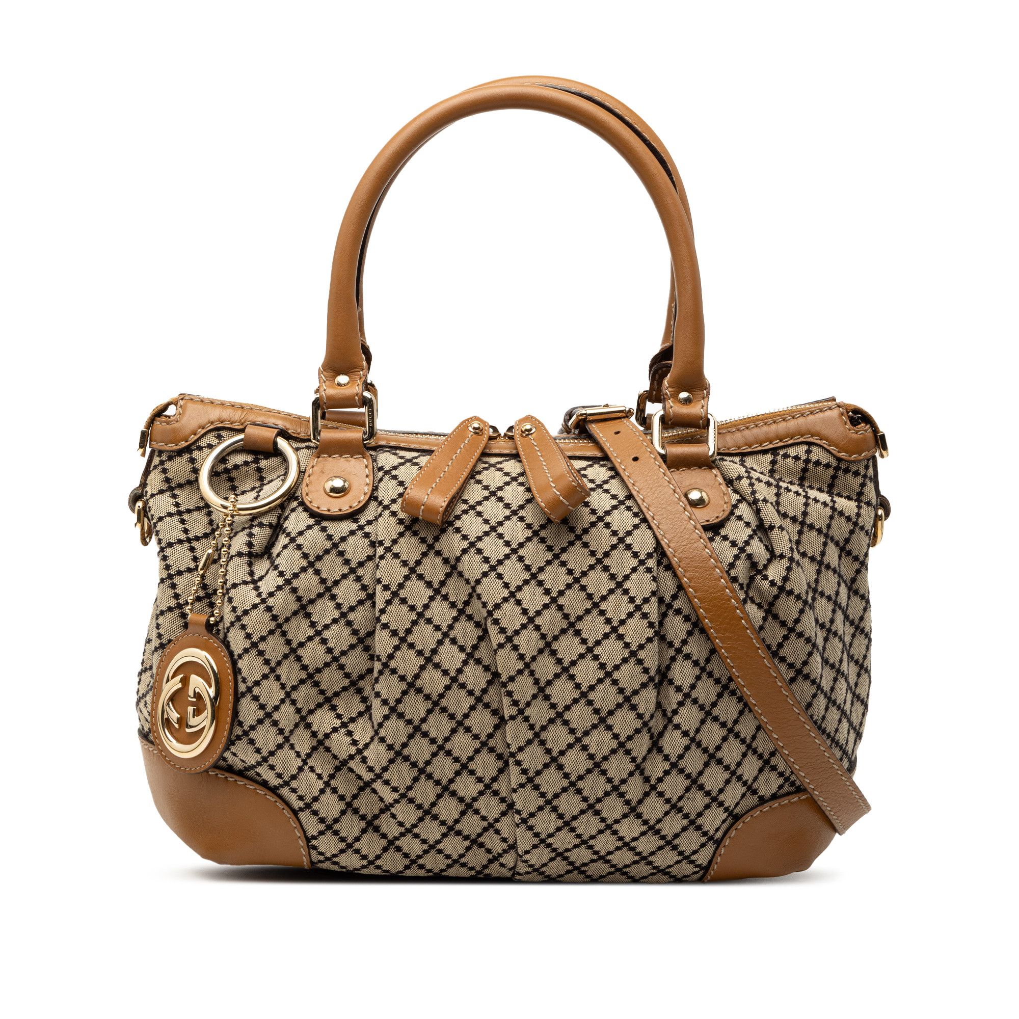 Gucci Diamante Canvas Sukey Satchel