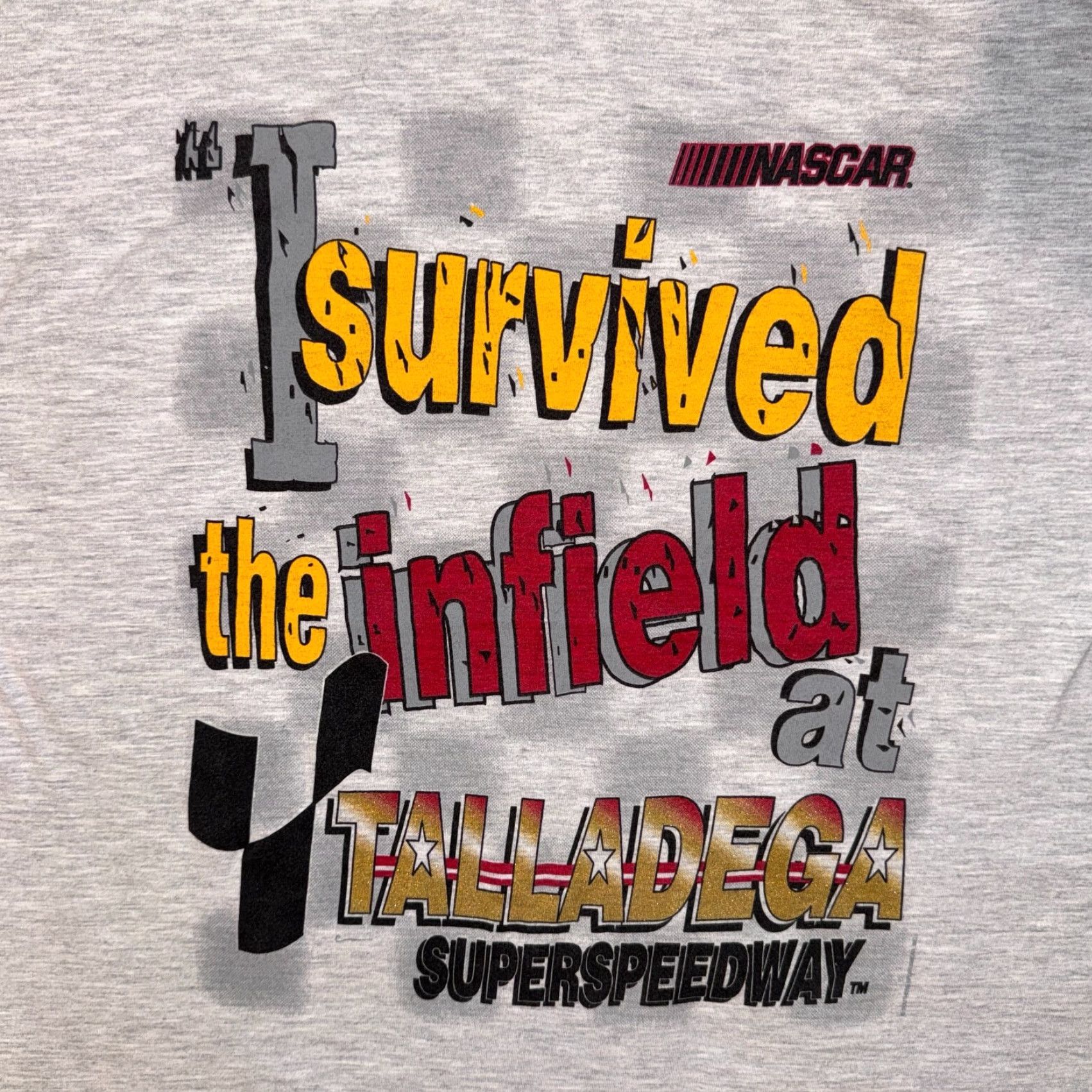 NASCAR VINTAGE NASCAR Racing Talladega Superspeedway Tshirt XL I Survived Crew Neck Shirt Men Gray Cotton Logo 1990s Size US XL / EU 56 / 4 - 5 Thumbnail