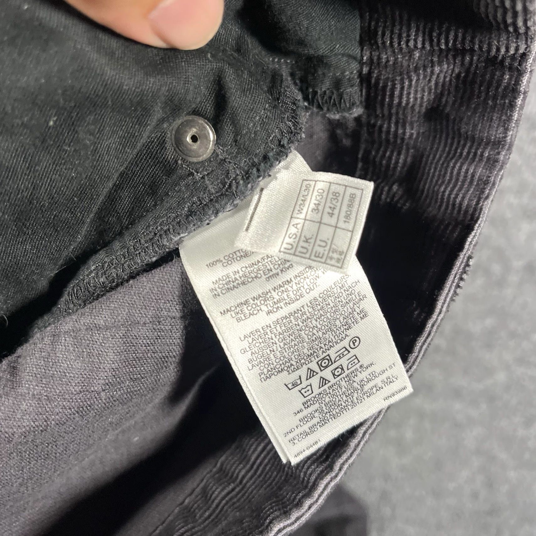 Brooks Brothers Brooks Brothers Pants Corduroy 34x30 Mens Black Dark Gray 100% Cotton Size US 34 / EU 50 - 8 Thumbnail