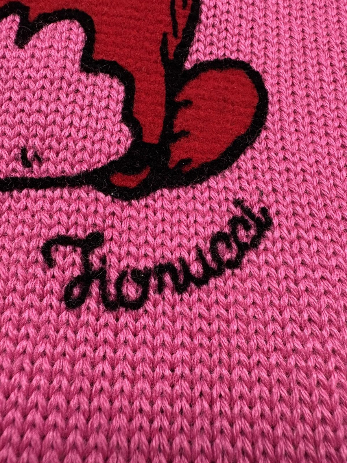 Fiorucci Fiorucci Pink Bunny Knit Sweater Wool Blend V Neck XL Y2K Size XL / US 12-14 / IT 48-50 - 10 Thumbnail