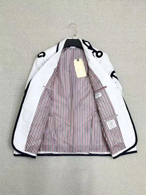 Thom Browne Thom Browne White Embroidered Logo Jacket . Size S / US 4 / IT 40 - 4 Thumbnail