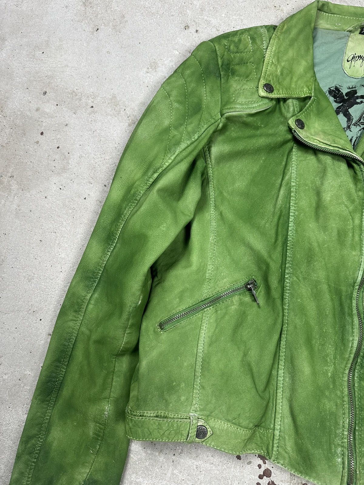 Genuine Leather × Vintage Vintage Y2K Green Leather Moto Biker Style Jacket Size US S / EU 44-46 / 1 - 5 Thumbnail