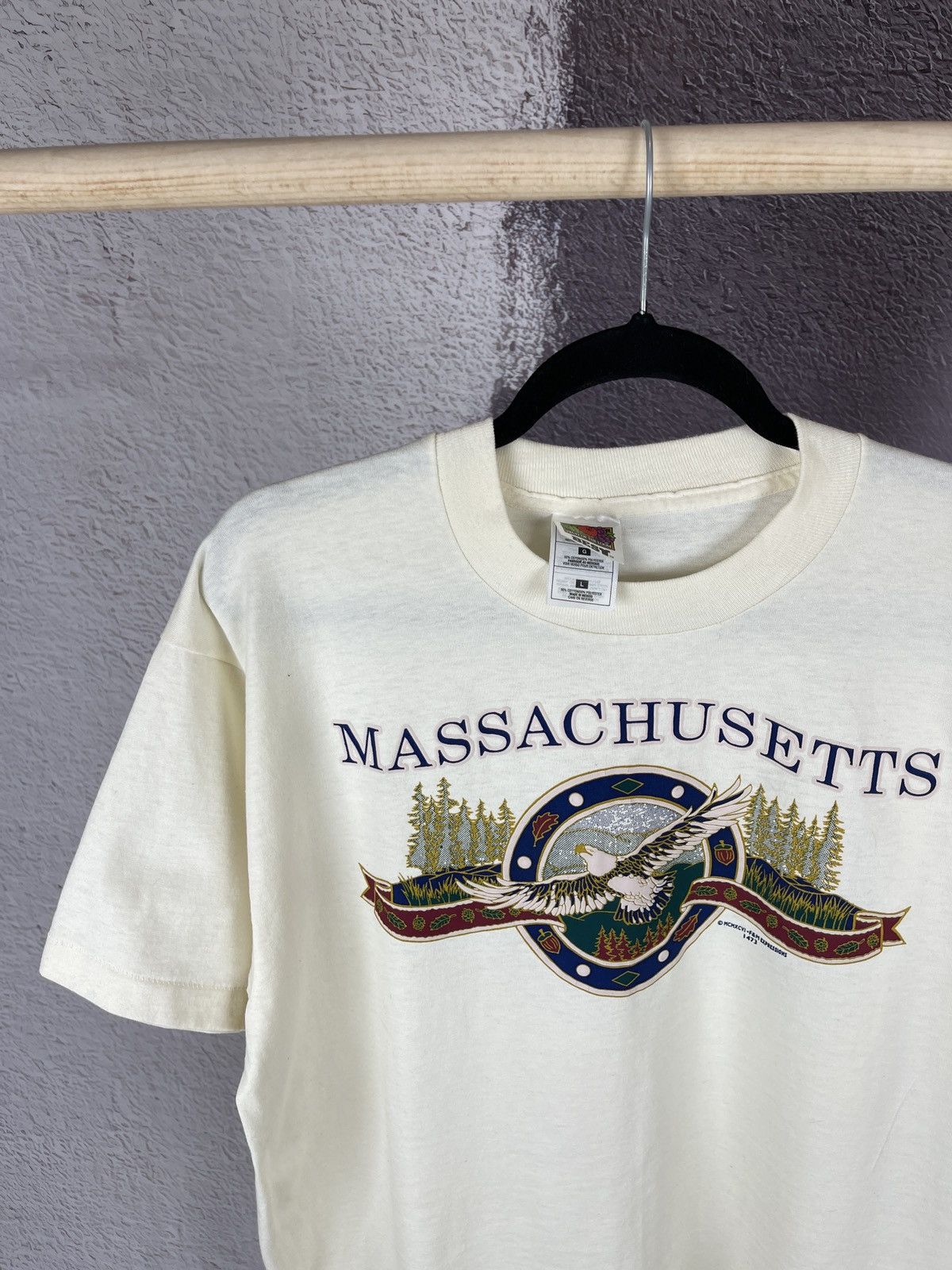 Vintage FotL vintage 90s Massachusetts big logo single stitch tee Size US L / EU 52-54 / 3 - 4 Thumbnail