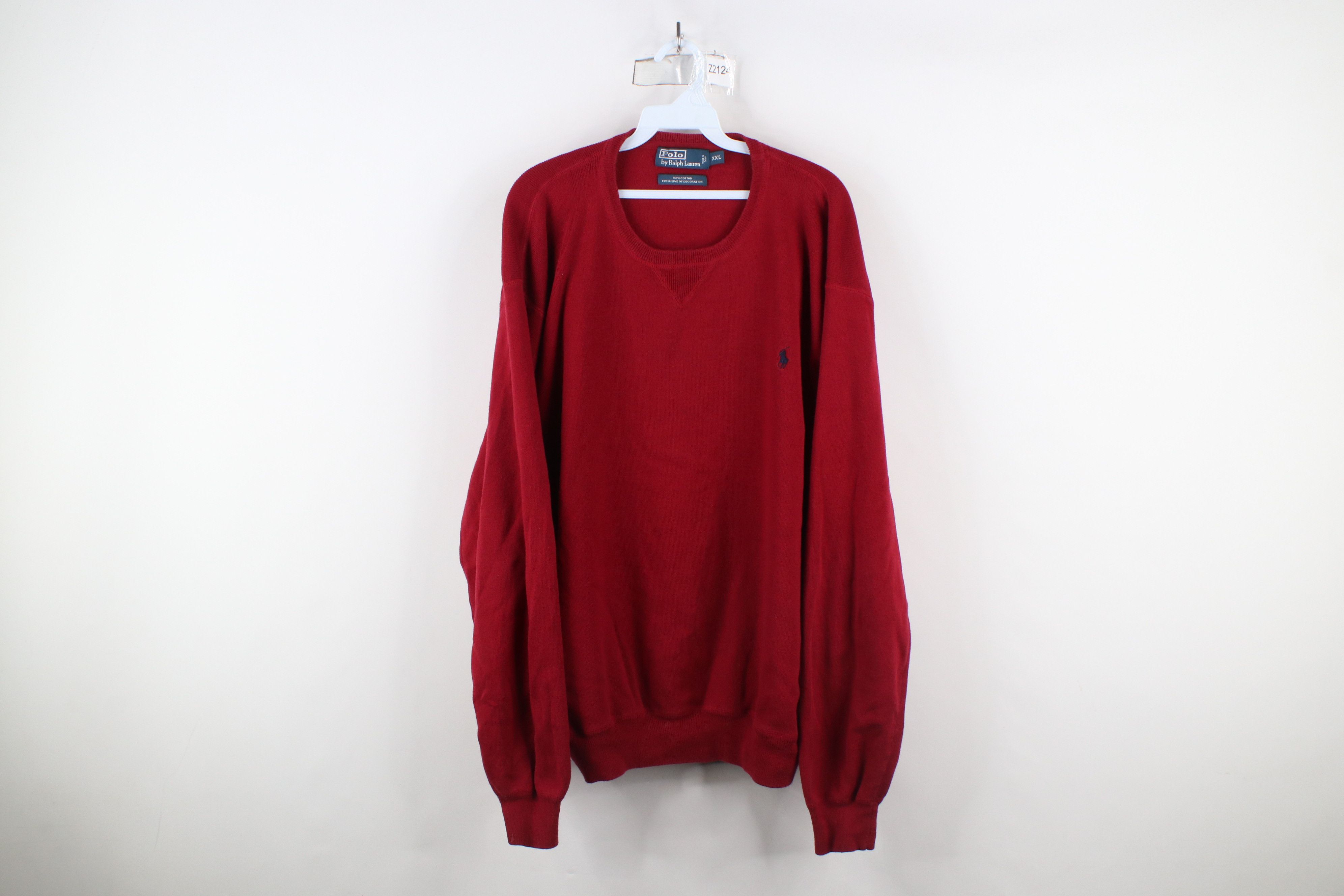 Ralph Lauren × Vintage Vintage 90s Ralph Lauren Ribbed Knit Crewneck Sweater Red Size US XXL / EU 58 / 5 - 1 Thumbnail