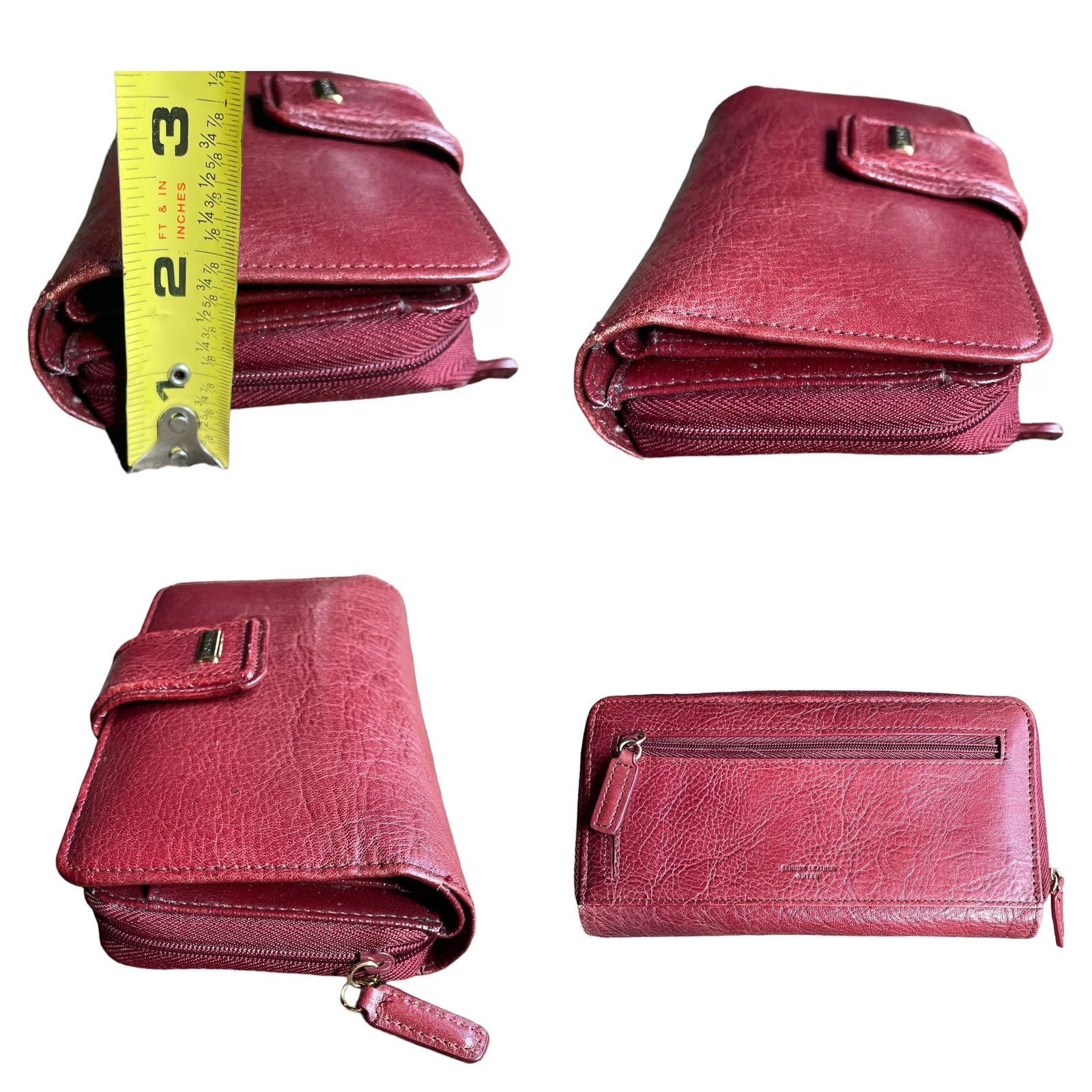 Fossil VINTAGE Fossil Madison Full Zip Clutch Women’s Leather Wallet Red Credit Card Holder Size ONE SIZE - 8 Thumbnail
