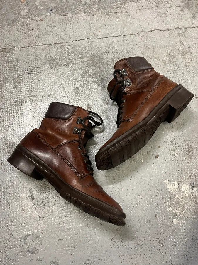 Miu Miu 2000s Miu Miu Brown Eroded Leather Boots Size US 8 / EU 41 - 2 Thumbnail
