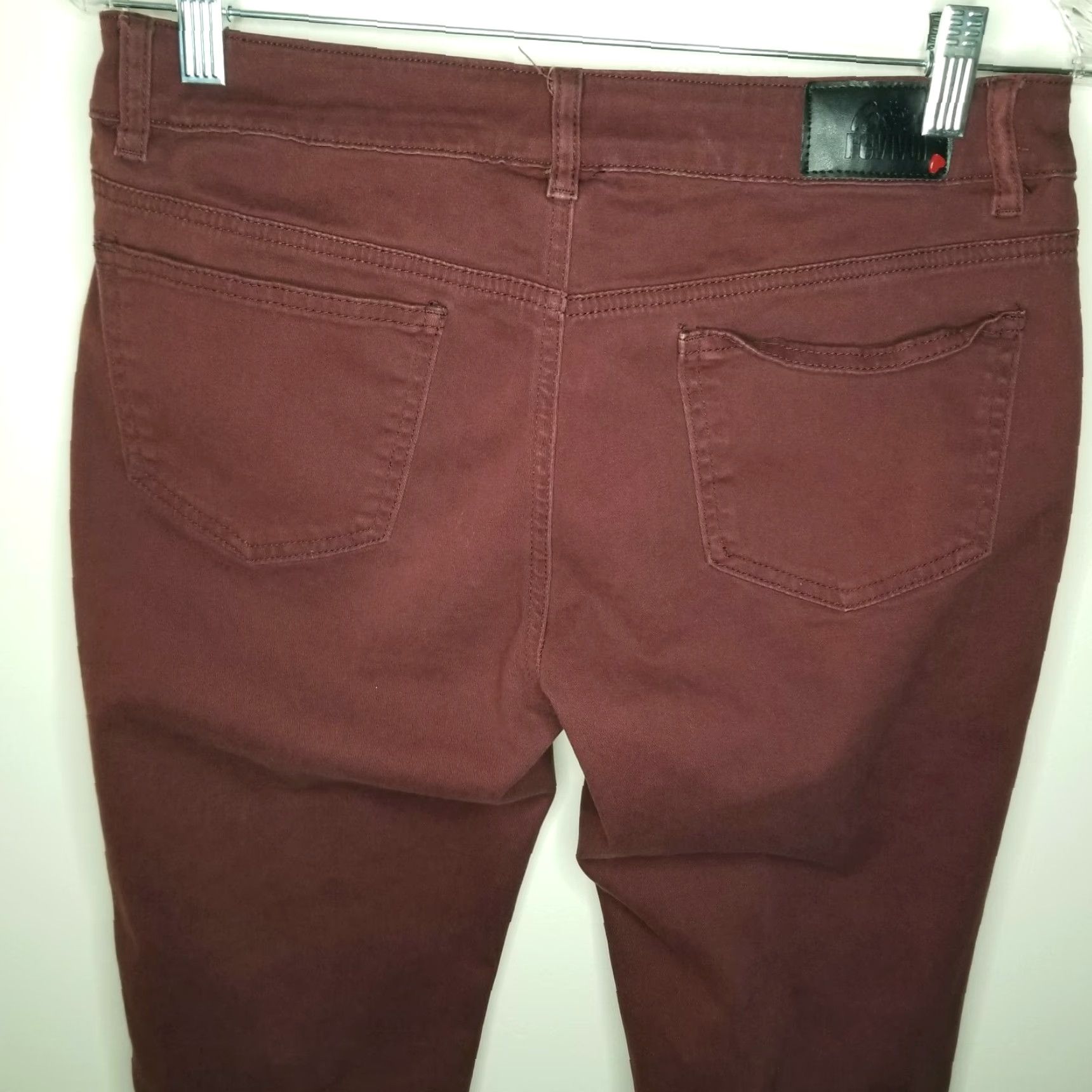 Vintage LOVE REVIVAL Jeans Skinny Zipper Size 11 Womens Maroon Red Love Theme 11 Women Size 32" / US 10 / IT 46 - 5 Thumbnail