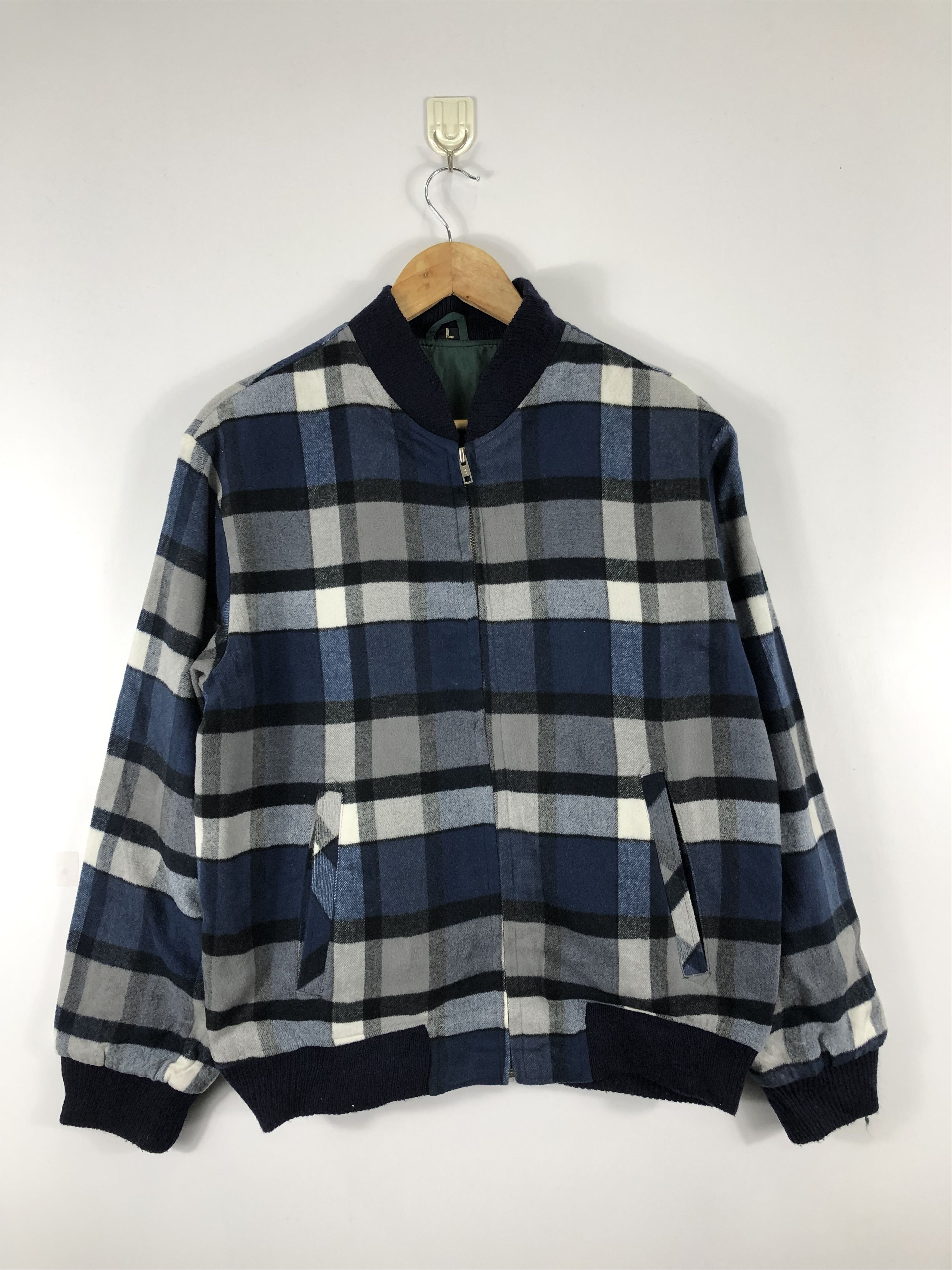 Vintage Vintage 90s Bomber Jacket Plaid Multicolour J0586 Size US L / EU 52-54 / 3 - 1 Thumbnail