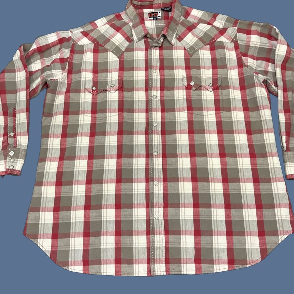 Vintage VINTAGE B & D By Panhandle Slim Rockabilly Shirt Red Western Plaid Diamond Snap Mens 2XL Size US XXL / EU 58 / 5 - 1 Thumbnail