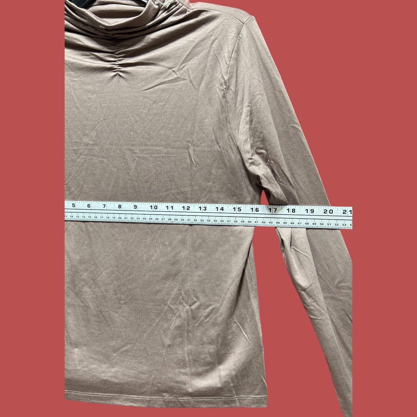 Other A New Day - Women's Long Sleeve Mock Turtleneck T-Shirt - Br Size M / US 6-8 / IT 42-44 - 3 Thumbnail