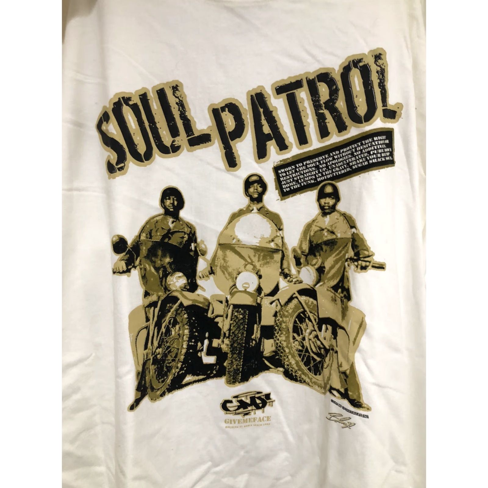 Vintage VINTAGE GiveMeFace Soul Patrol T-Shirt 3XL White Cotton Crew Neck Short Sleeve Hip Hop Streetwear Wu Tang Men T-Shirt Size US XXL / EU 58 / 5 - 3 Thumbnail