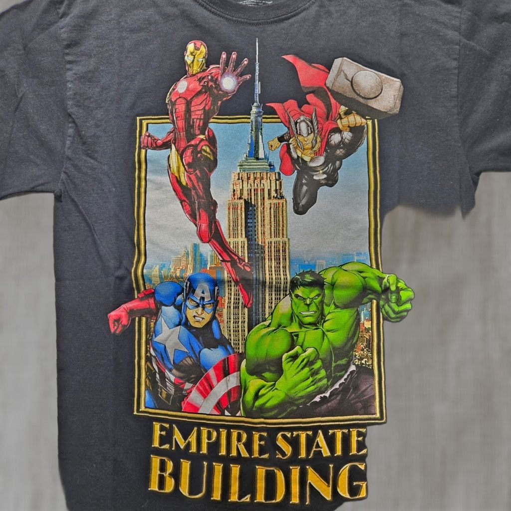 Vintage Marvel Shirt Men M Gray Cotton Empire State Building Hulk Captain America Thor 90s? Not applicable. Size US M / EU 48-50 / 2 - 1 Thumbnail