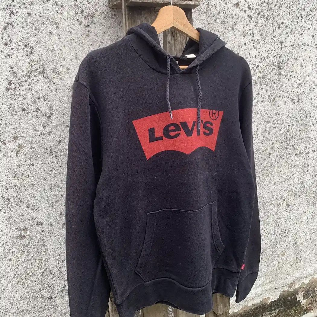LVC × Levi's × Vintage Y2K Levi’s Box Hoodie Levis Sweater Black Faded Pullover Size US M / EU 48-50 / 2 - 2 Thumbnail