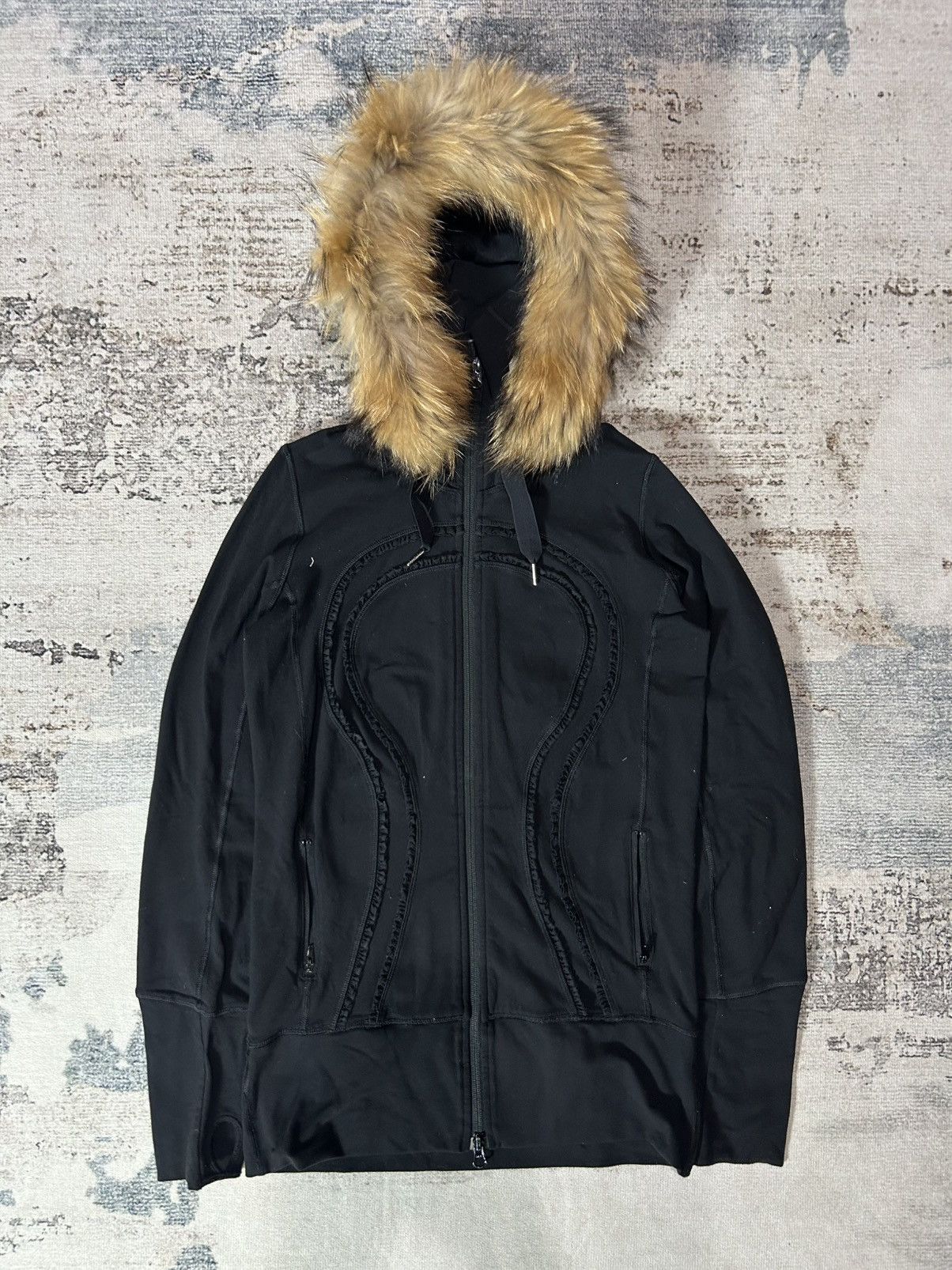 トップス archive LGB black fur long hoodie L.G.B Japanese Brand LGB Le Grande Bleu style black fur parka hoodie