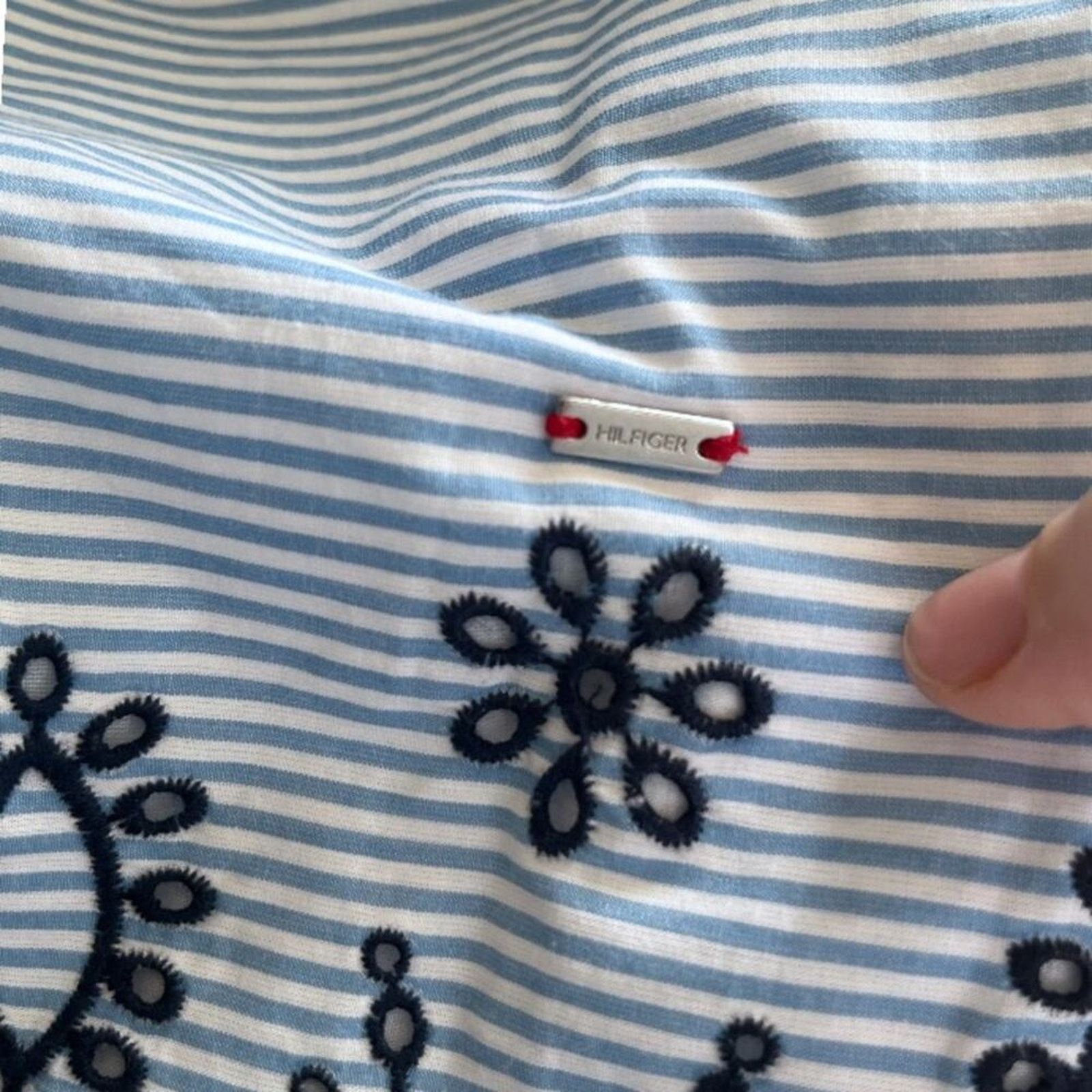 Tommy Hilfiger Tommy Hilfiger Ticking Striped Dress, Eyelet Embroidery Size S / US 4 / IT 40 - 4 Thumbnail