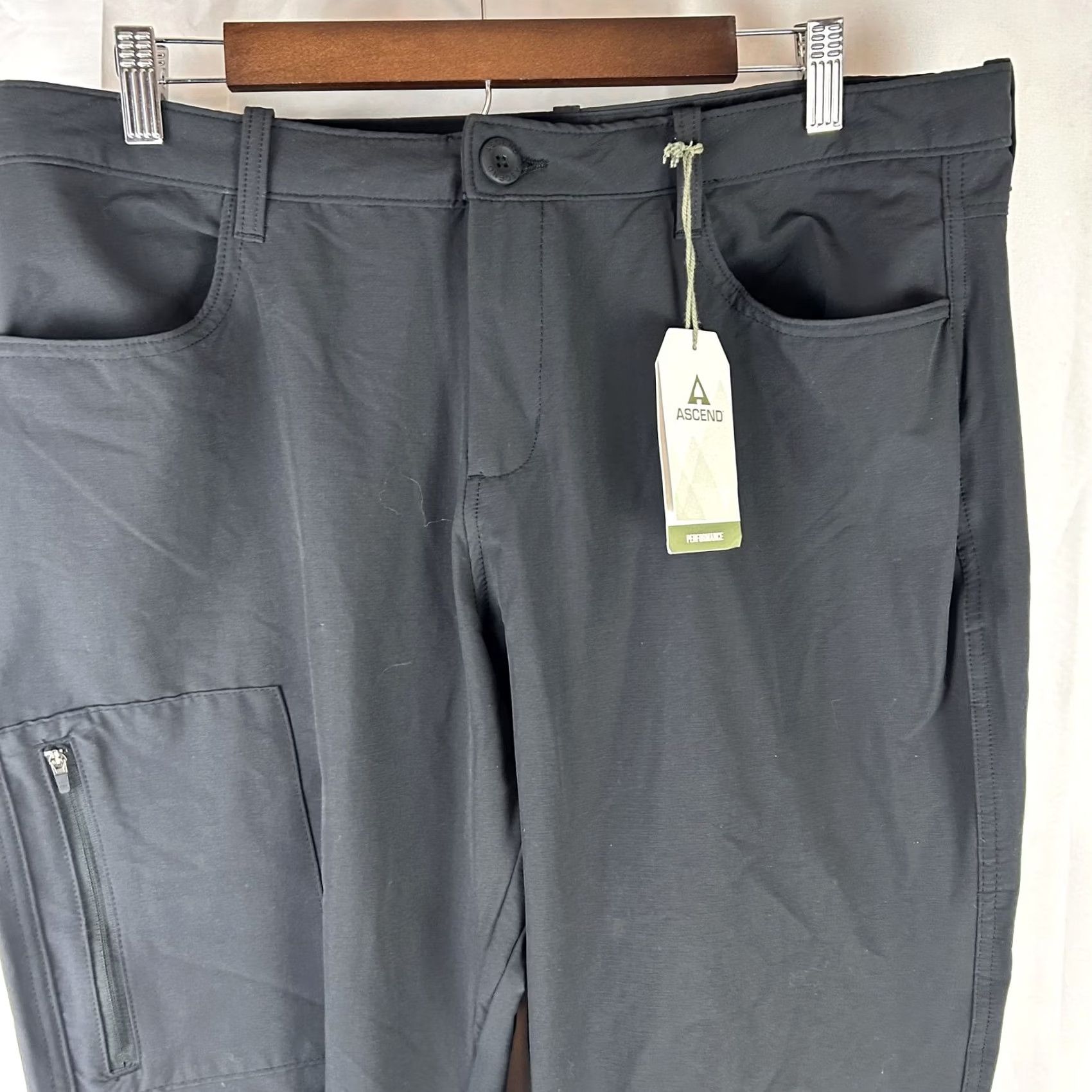 ASCENO Ascend Womens Explorer Cargo Pants Black 16 Lightweight Stretch Convertible Cargo Hiking Pants Womens Regular Size 38" / US 16 / IT 52 - 2 Thumbnail