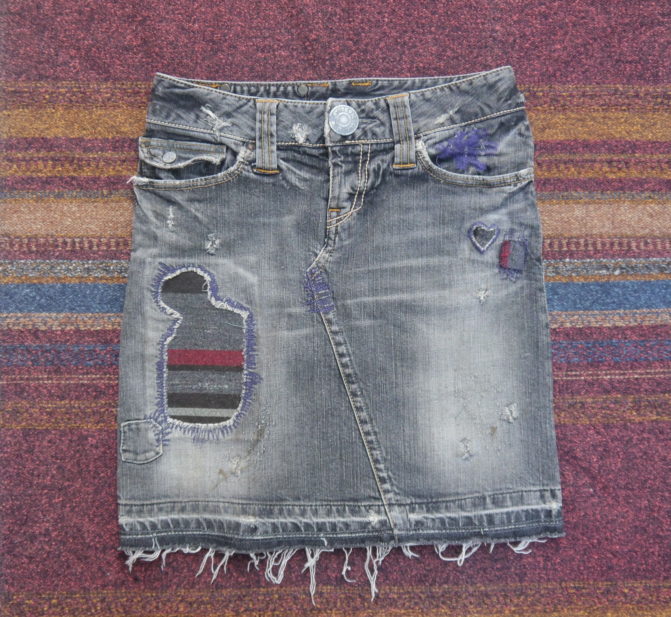 Hysteric Glamour (SK98) Hysteric Glamour Japan Black Washed Denim Skirt XS Size 27" / US 4 / IT 40 - 1 Thumbnail