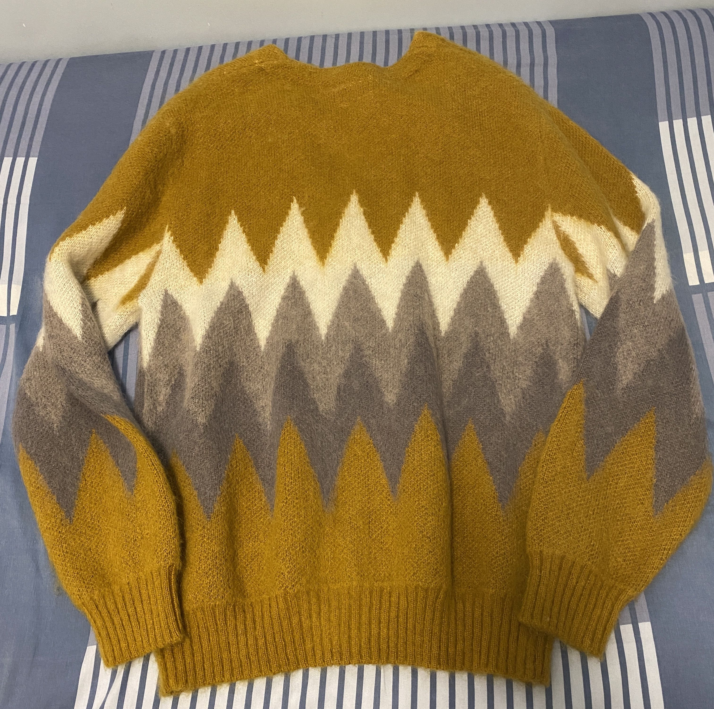 Chevron Stripe Jacquard Mohair Cardigan