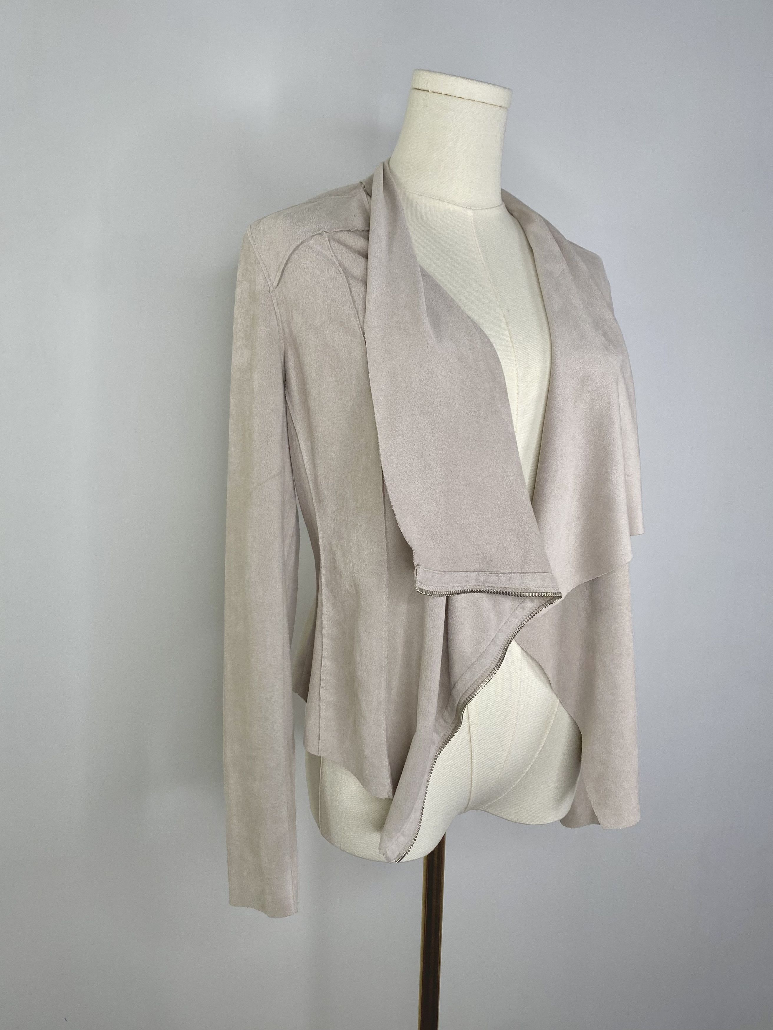 Vintage BlankNYC - Grey Mimicked Suede Drape Coat Size M / US 6-8 / IT 42-44 - 7 Thumbnail