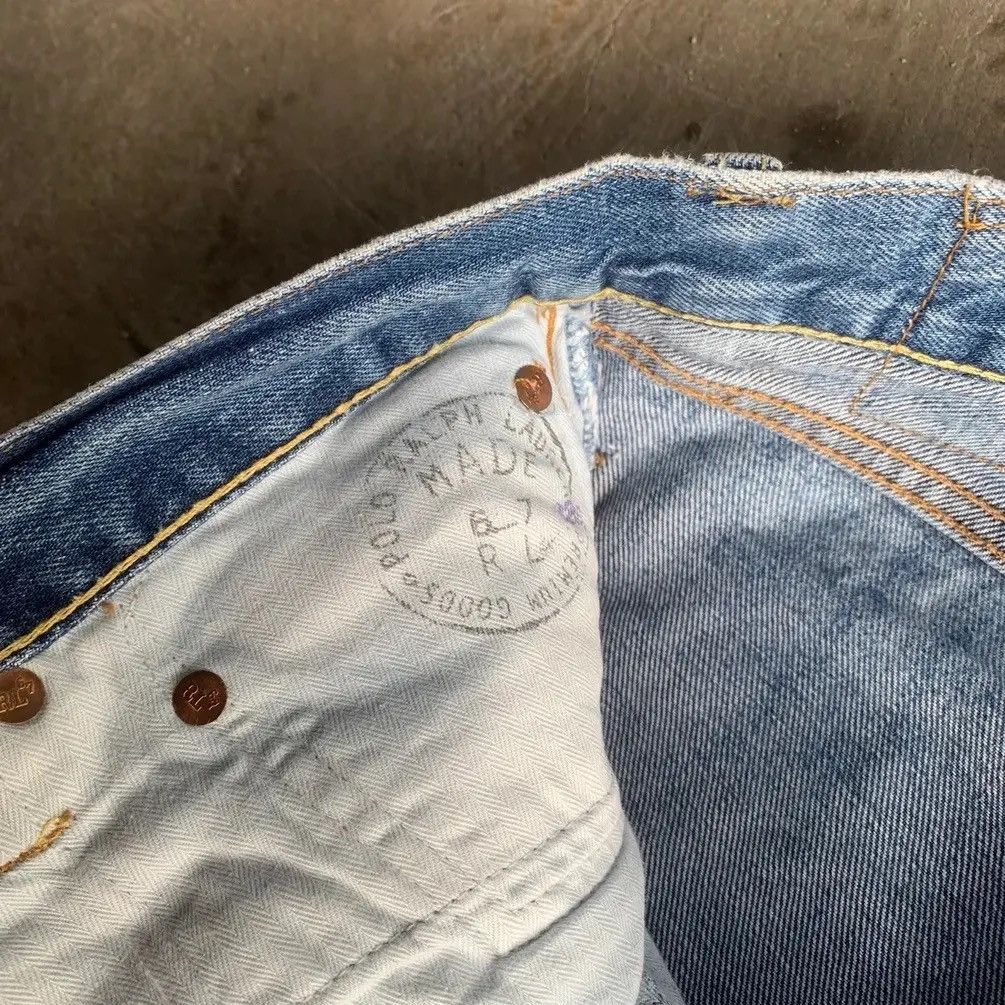 RRL Ralph Lauren PRL Polo Ralph Lauren Distressed Faded Jeans Ripped Denim Size US 33 - 10 Thumbnail