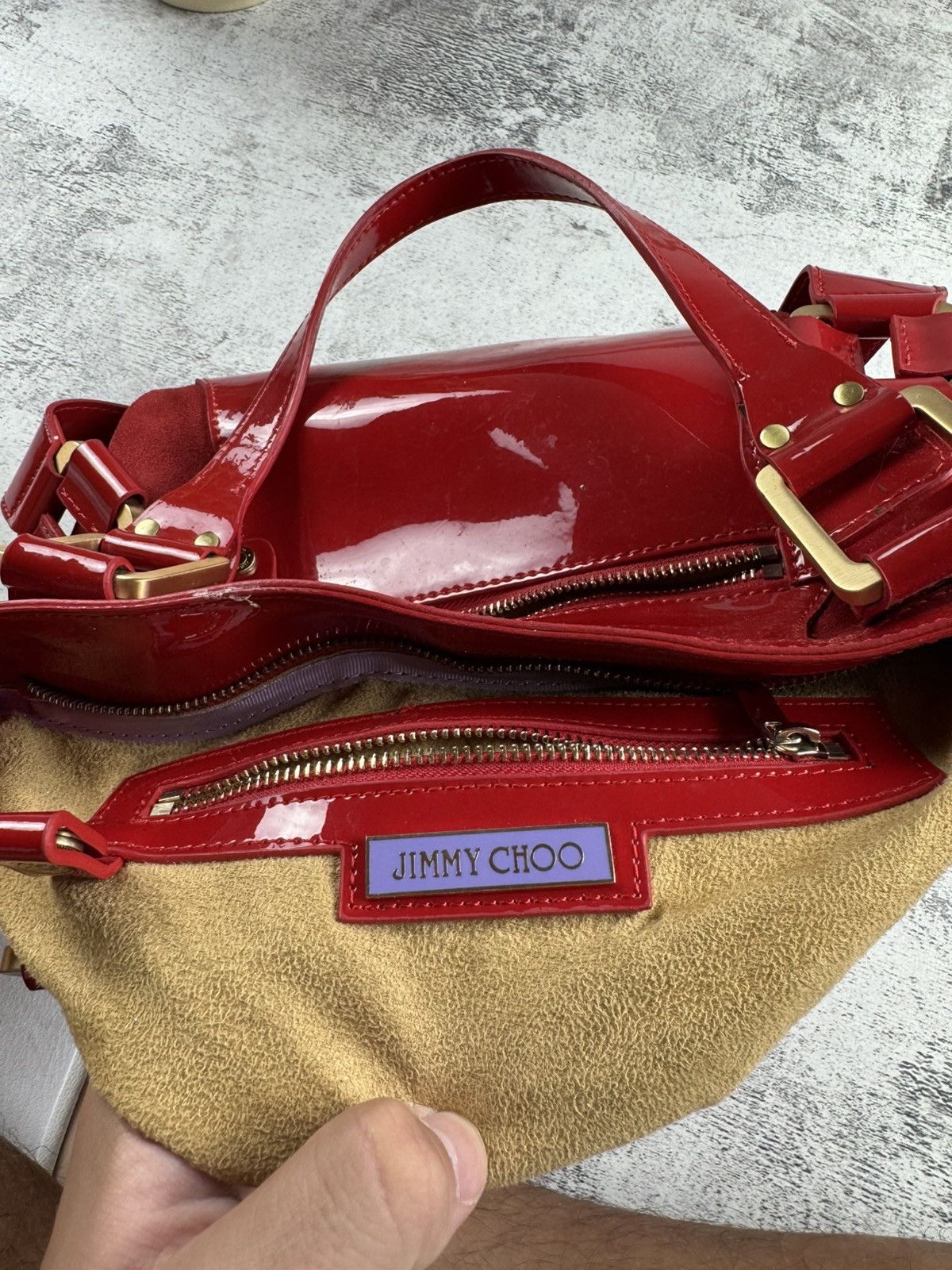 Jimmy Choo Jimmy Choo Maddy Cobalt Red 2003 Luxury Crossbody Italian Leather Bucket Bag Size ONE SIZE - 13 Thumbnail