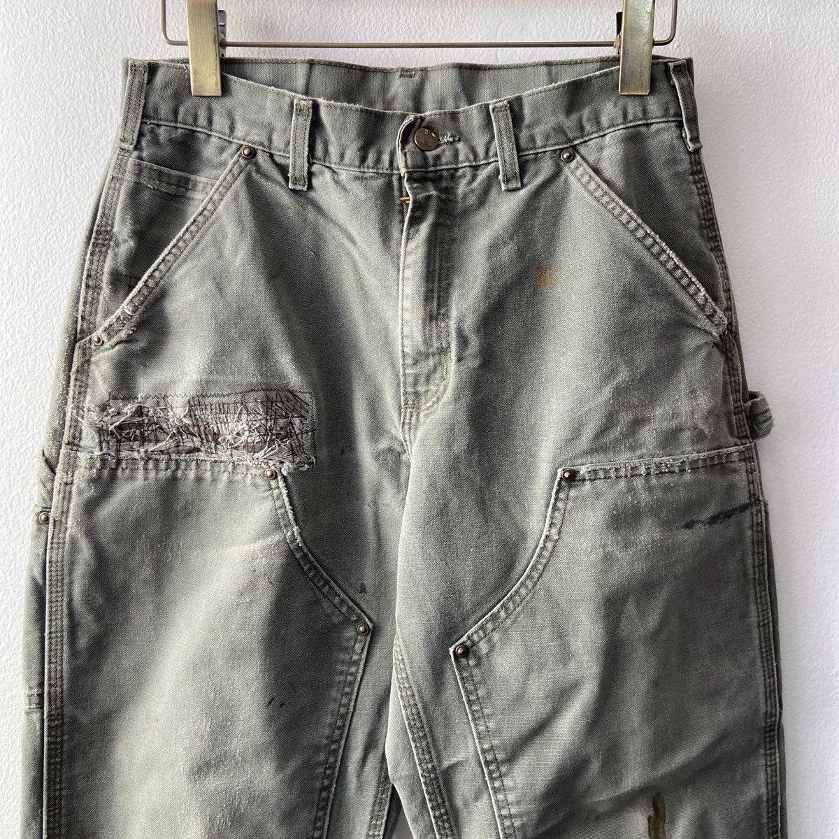 Carhartt × Vintage Distressed Faded Vintage Carhartt Double Knee Moss Green Size US 30 / EU 46 - 9 Thumbnail