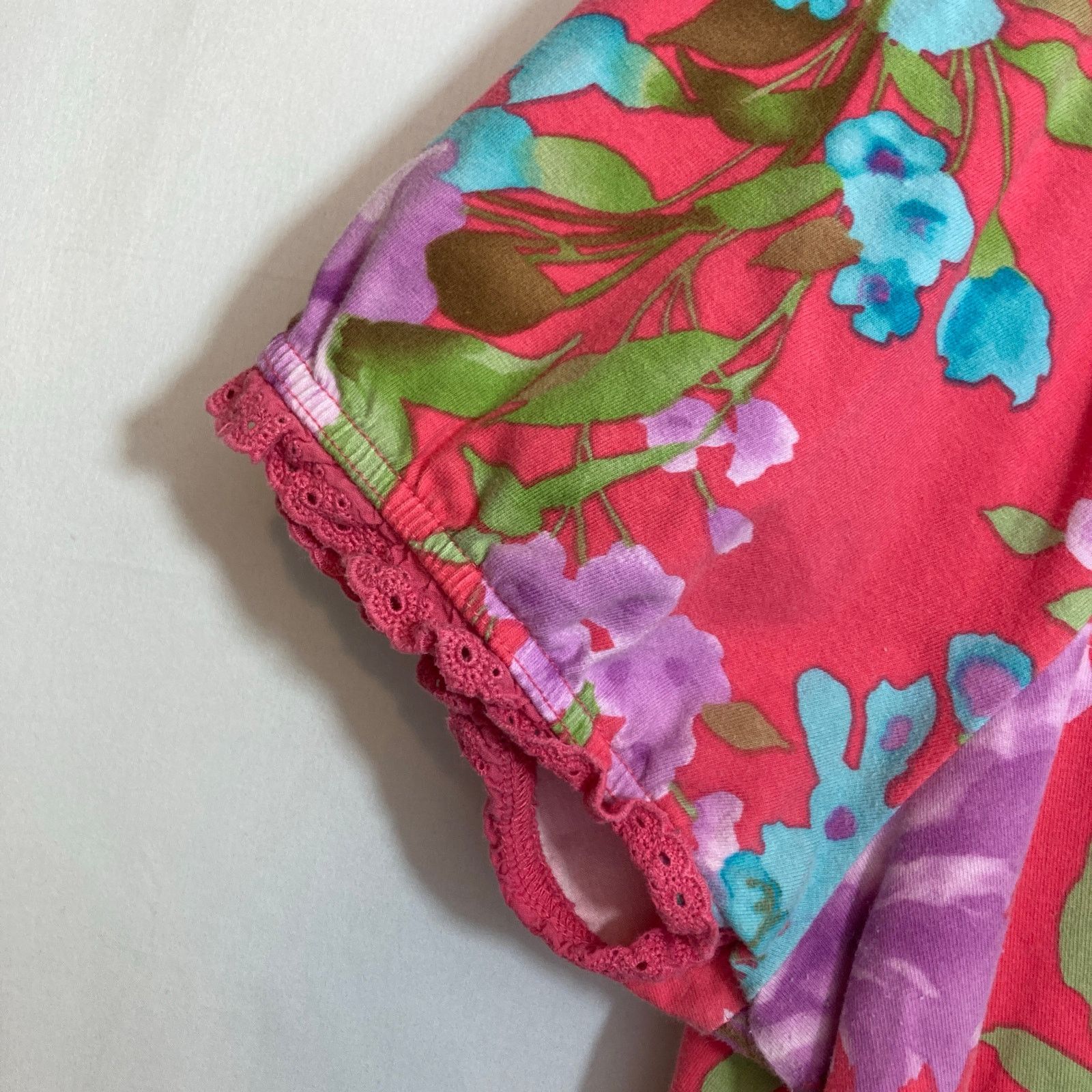 Other Caribbean Joe Pink Blue Floral Short Sleeve Blouse Top Size XL / US 12-14 / IT 48-50 - 3 Thumbnail