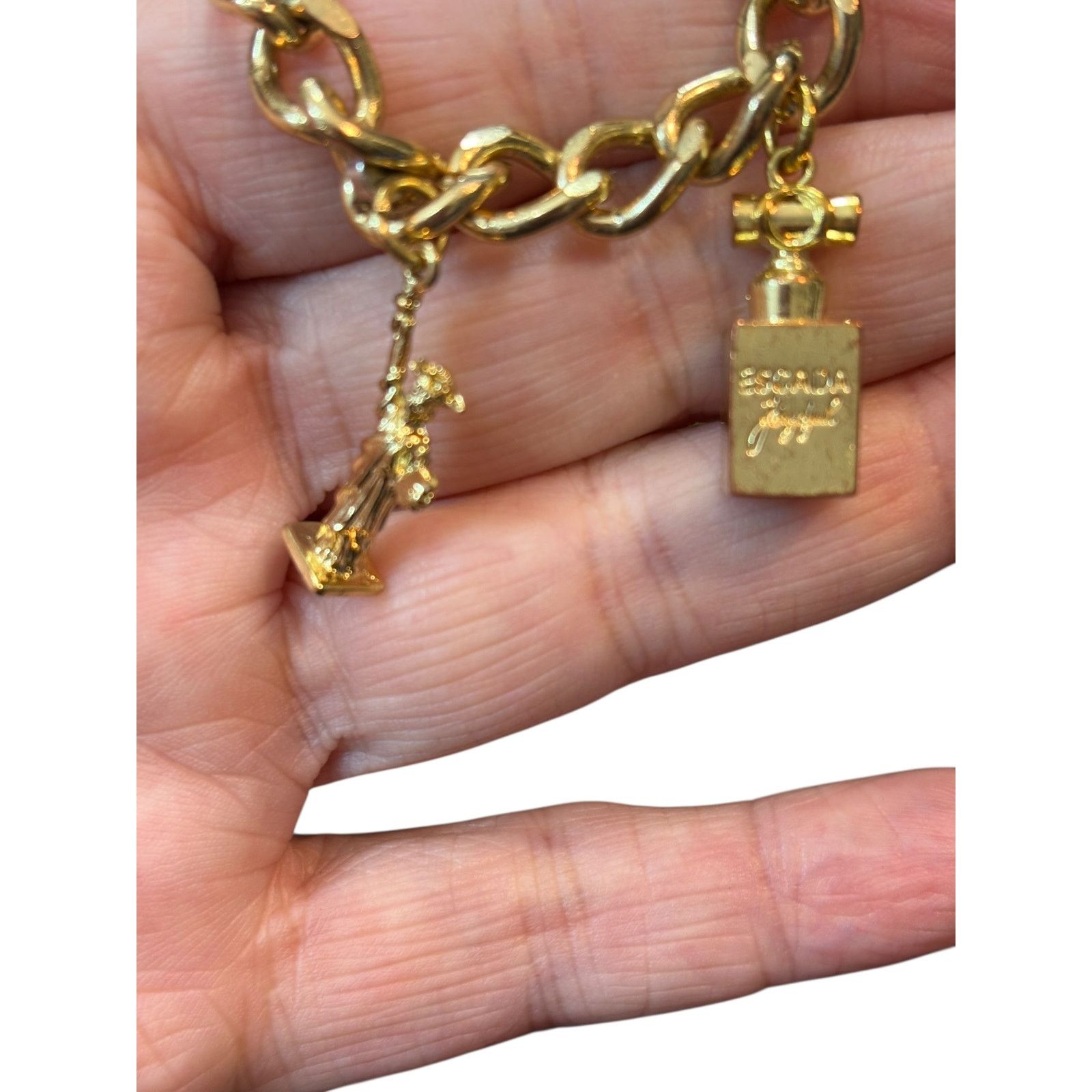 Escada Escada Gold-Tone Carousel Charm Bracelet Signature E 7.25" Size ONE SIZE - 4 Thumbnail