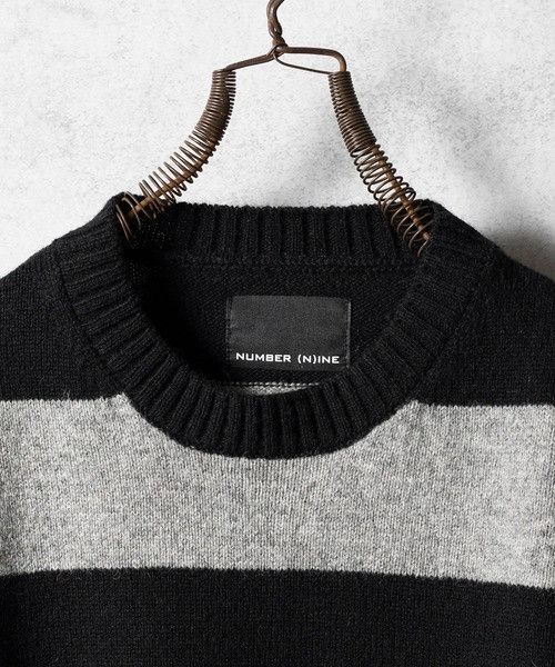 Number (N)ine number nine SHETLAND WOOL WIDE STRIPED KNIT Sweater Size US L / EU 52-54 / 3 - 2 Thumbnail