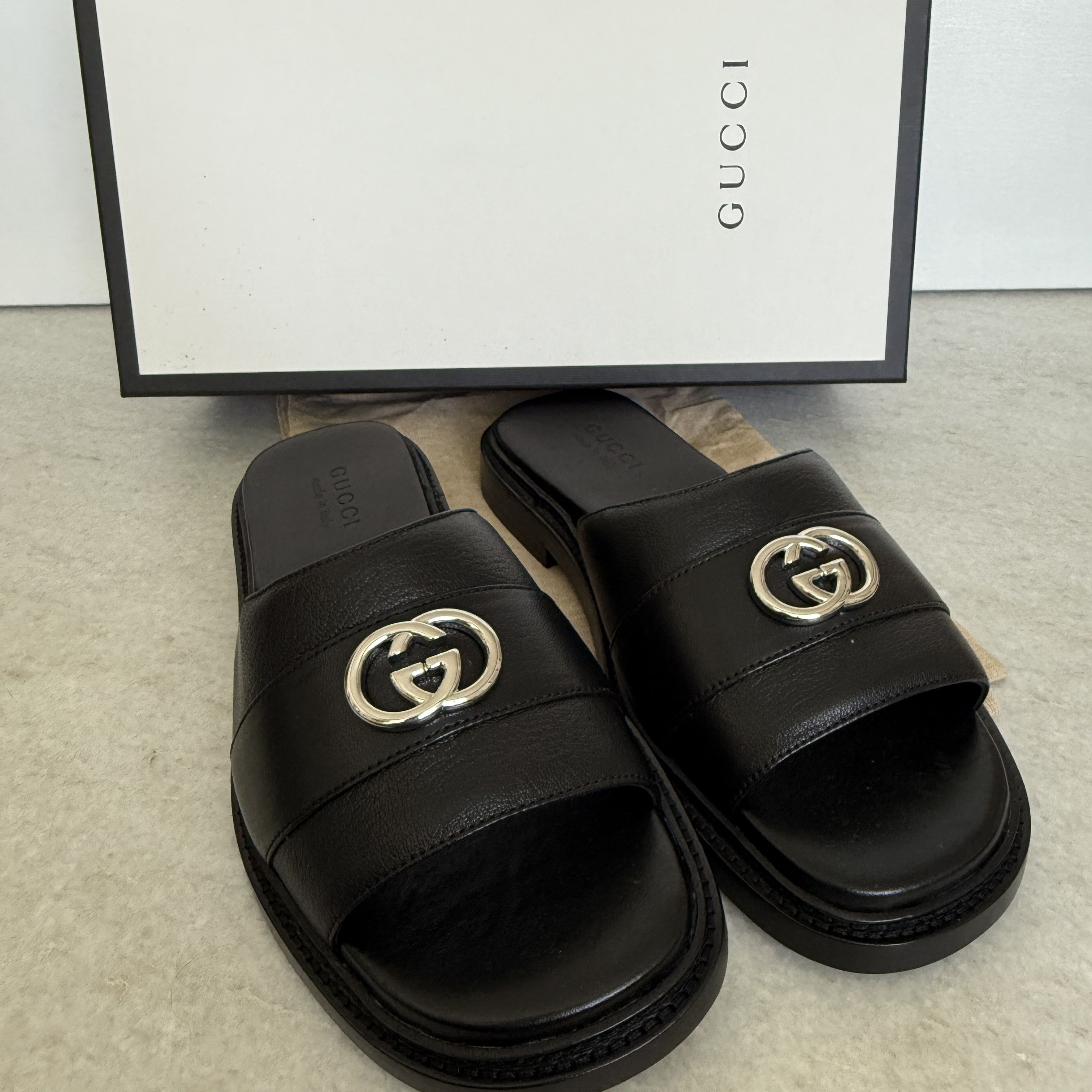 Gucci GUCCI 777849 MEN'S LEATHER INTERLOCKING G SANDALS, 7.5 (US8) Size US 8 / EU 41 - 2 Thumbnail