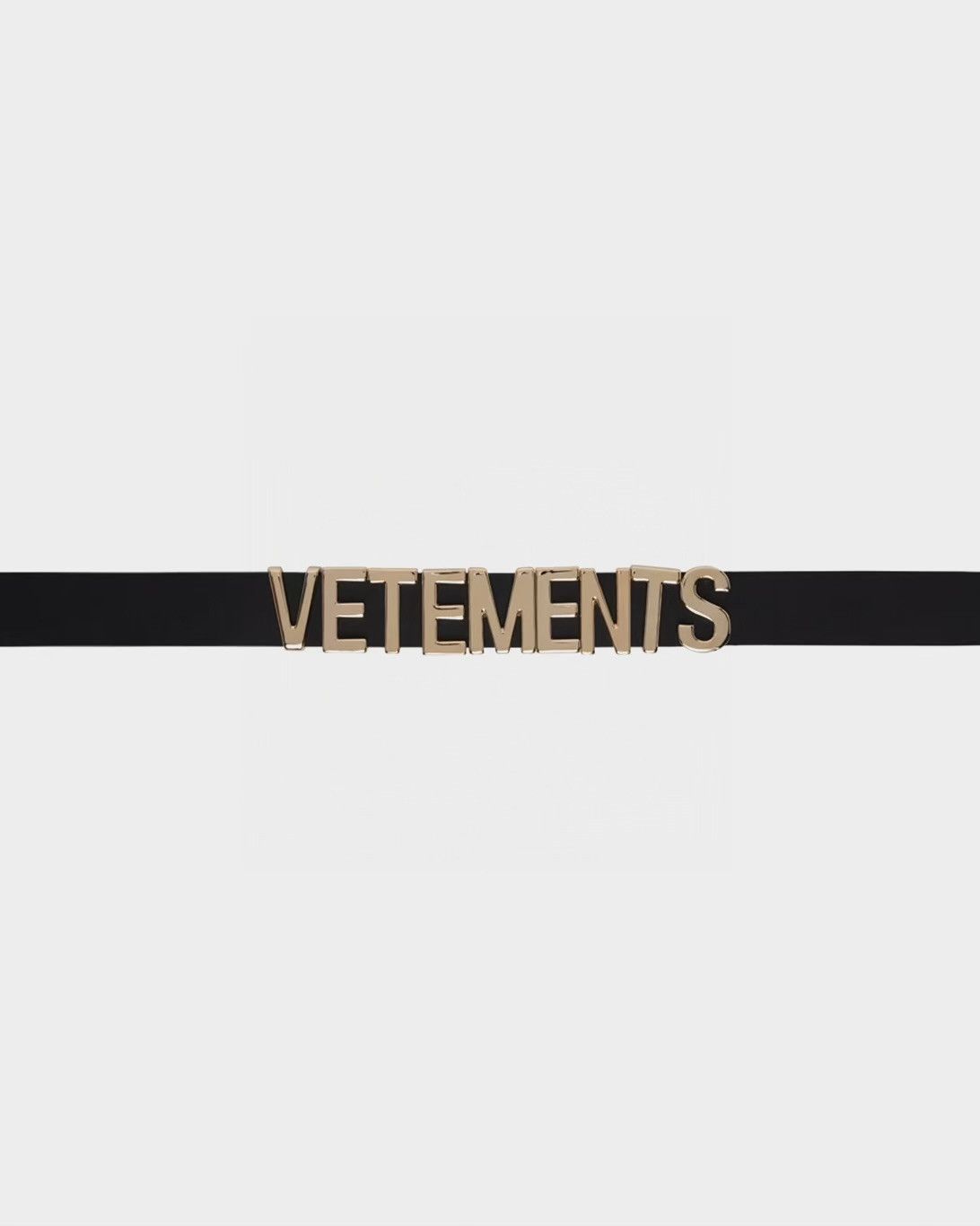 image of Vetements Black Iconic Logo Belt in Black/Gold, Men's