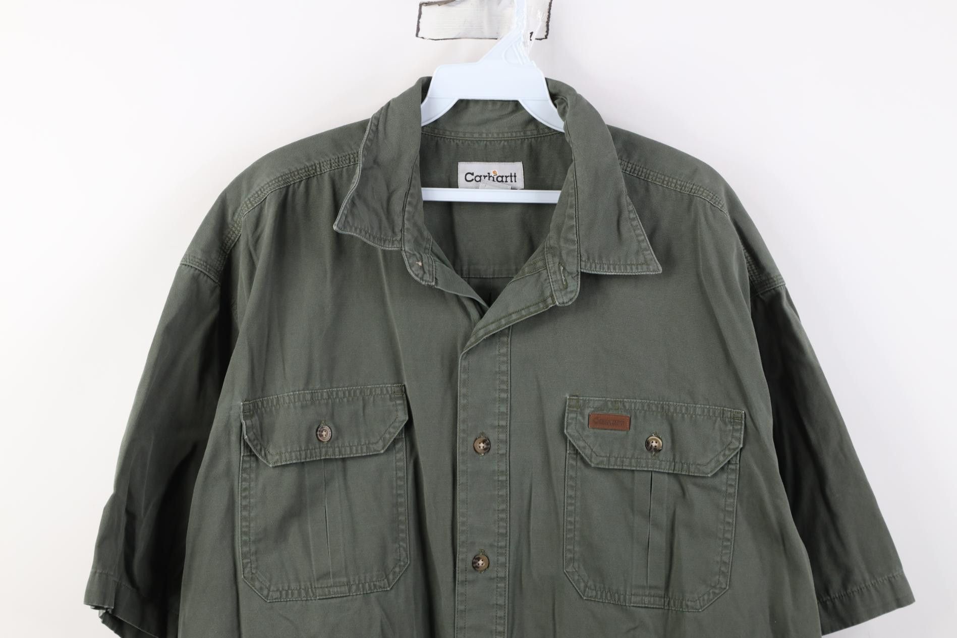 Carhartt Vintage Y2K Carhartt Short Sleeve Collared Button Shirt Size US XL / EU 56 / 4 - 2 Thumbnail