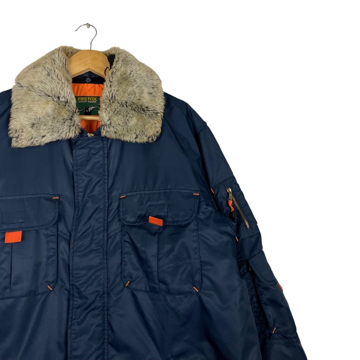 Japanese Brand × Vintage 💥FIRE FOX UTILITY FUR COLLAR NYLON JACKET Size US XL / EU 56 / 4 - 5 Thumbnail