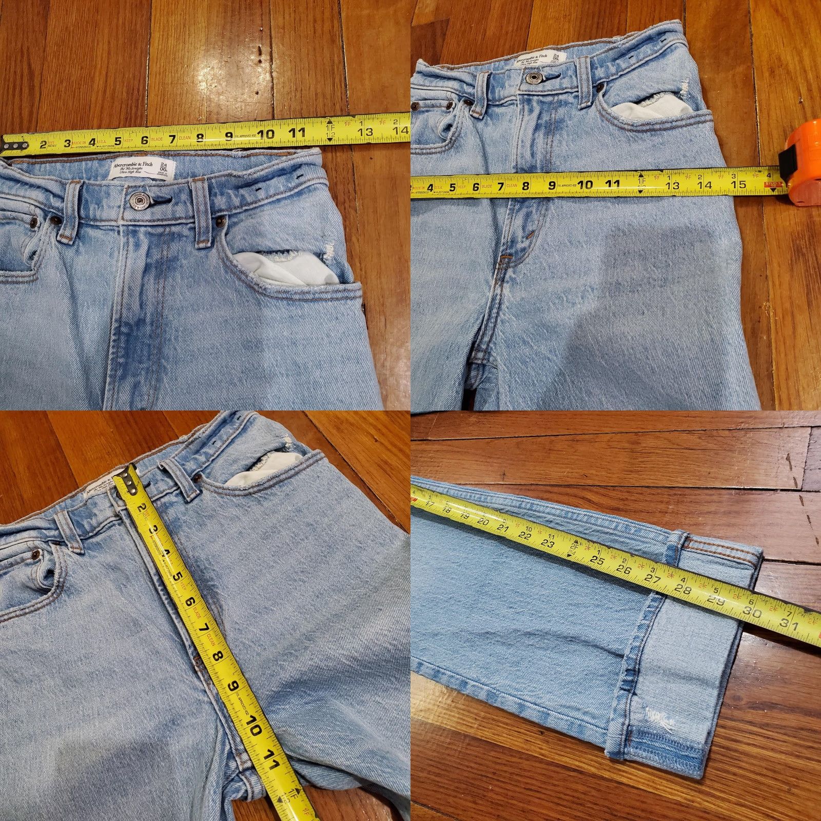 Abercrombie & Fitch VINTAGE Abercrombie & Fitch Jeans Womens 24 00R Light Wash 90s Straight Ultra High Rise Size 24" / US 00 / IT 34 - 8 Thumbnail
