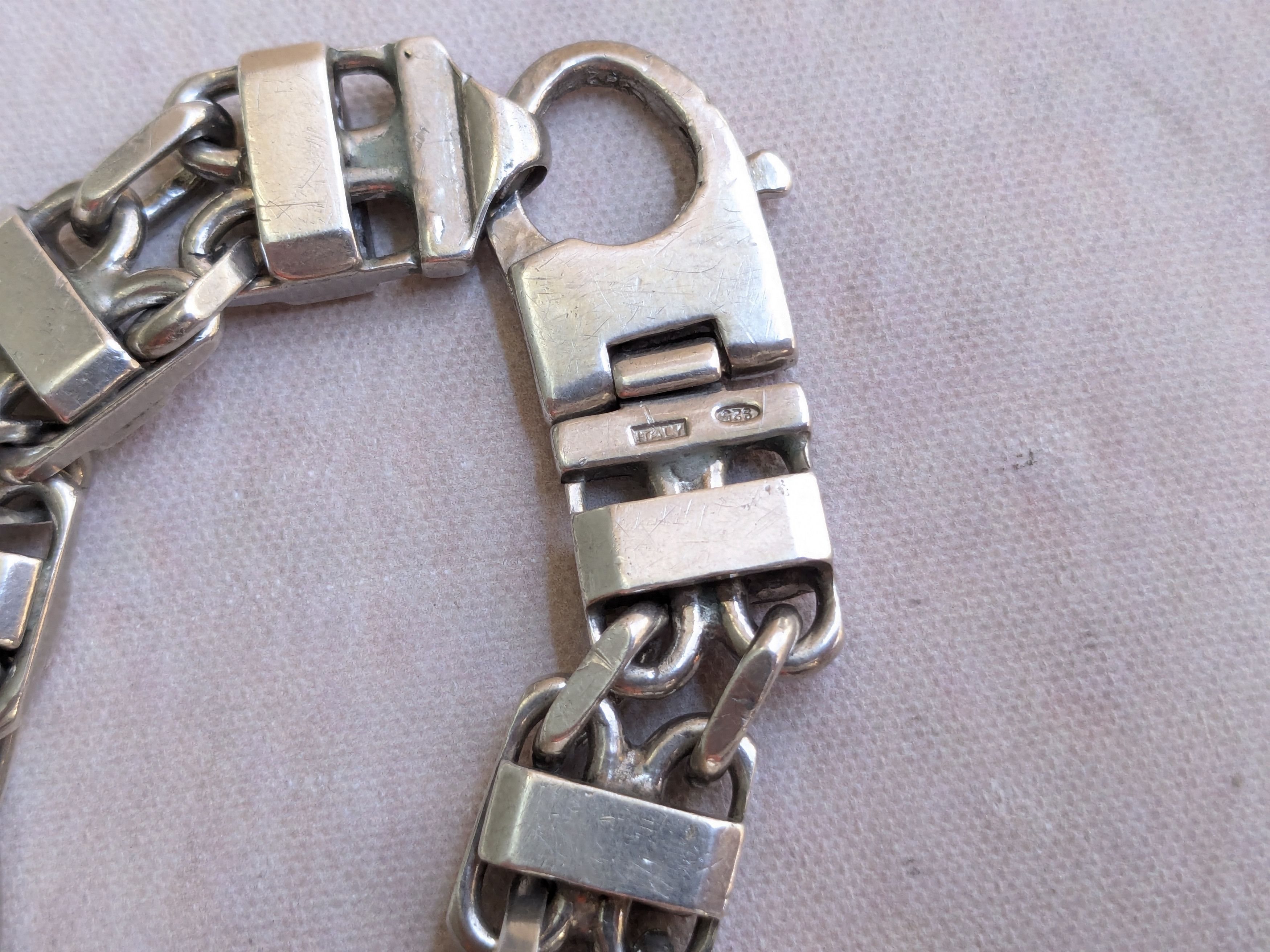Jewelry Vintage Sterling Silver Bracelet 6" Thick Chunky Biker Size ONE SIZE - 10 Thumbnail