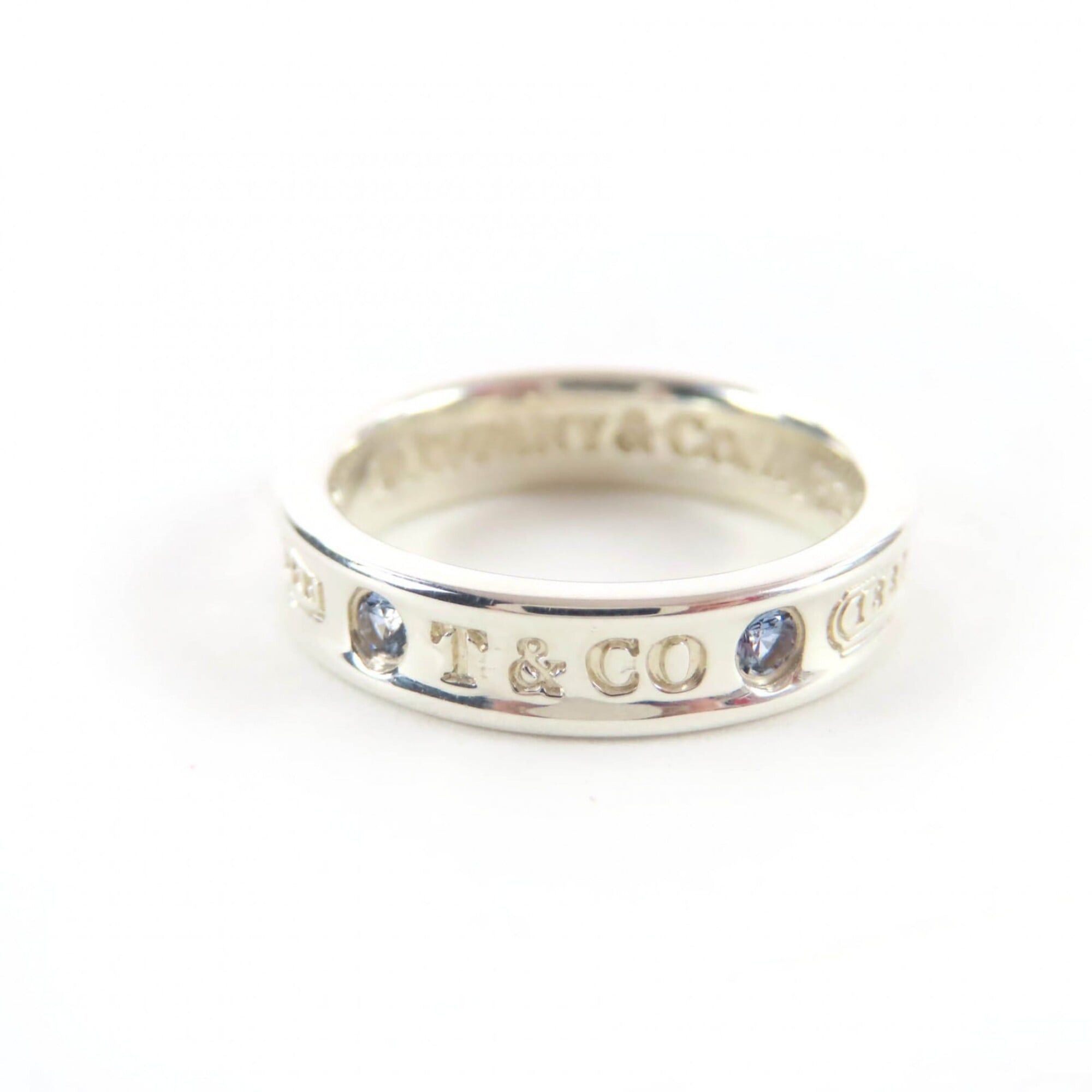 Tiffany & Co. TIFFANY&Co. Tiffany 1837 Narrow Ring AG925 2P Sapphire Current Model Silver JP Equivalent Comes with Storage Bag Weight 3.6g Women's Size ONE SIZE - 1 Thumbnail