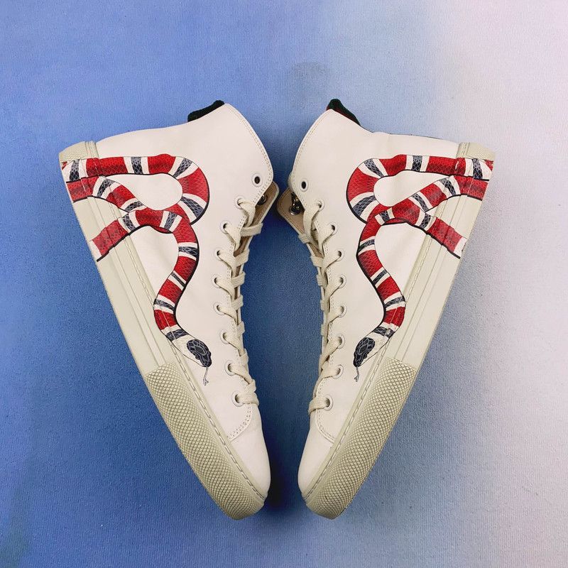 Gucci Gucci White High-Top Sneakers with Snake Design - Size US 8 / EU 41 - 6 Thumbnail