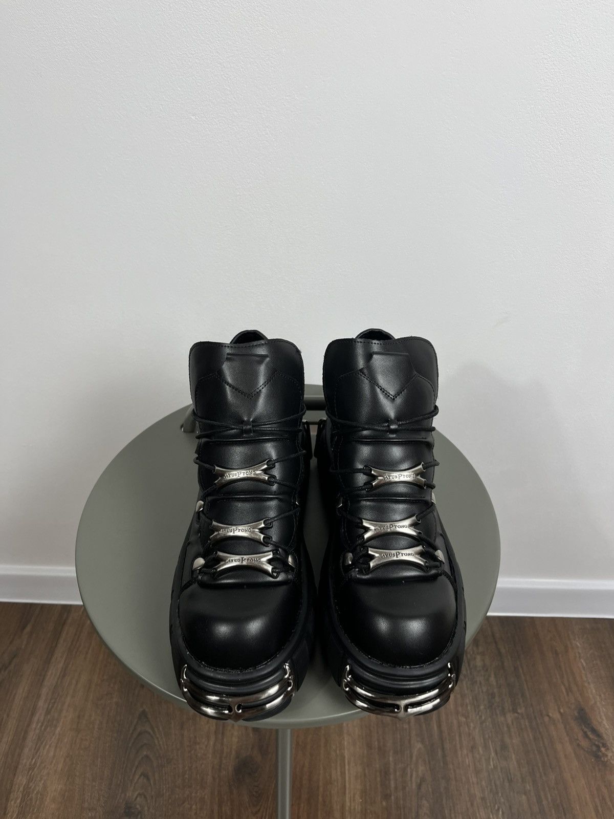 Japanese Brand Black Platform Boots with Metal Details Gothic Cyber Punk Size US 9.5 / EU 42-43 - 2 Thumbnail