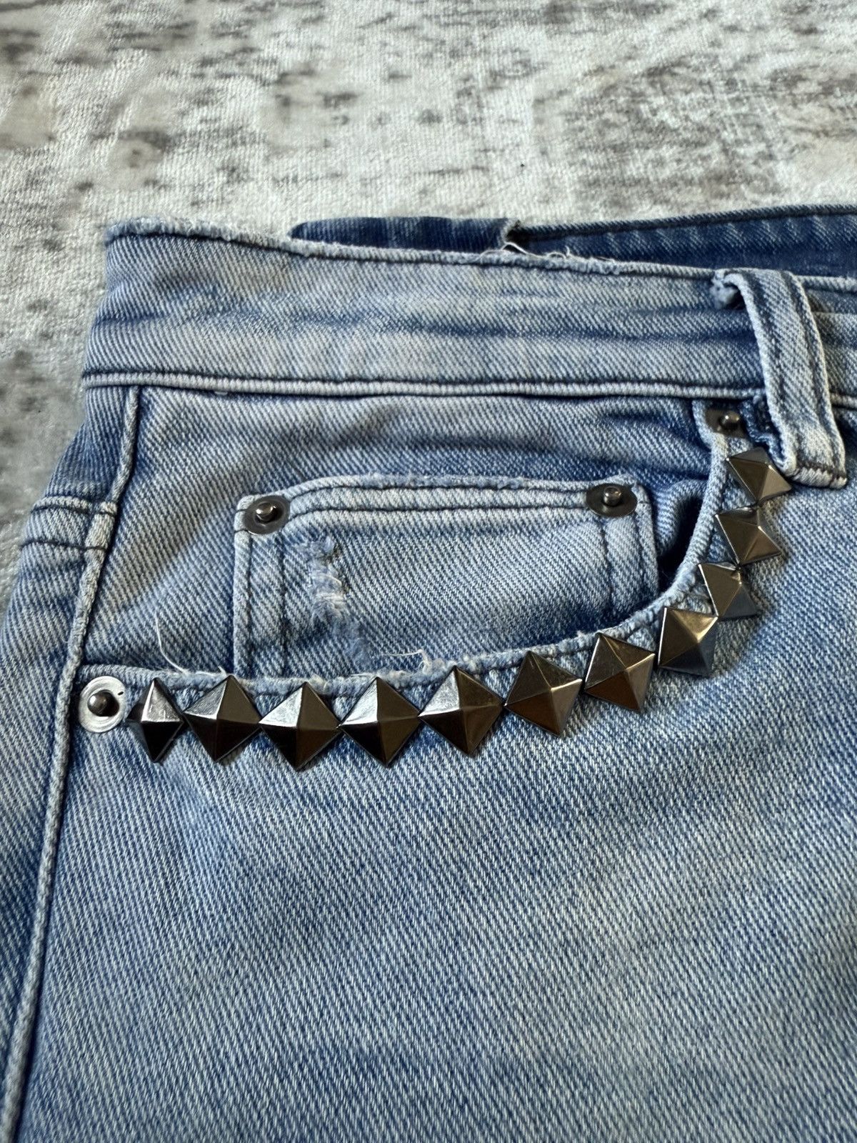 Ksubi Ksubi Studded Phython Snake Repaired Distressed Skinny Jeans Size US 30 / EU 46 - 4 Thumbnail